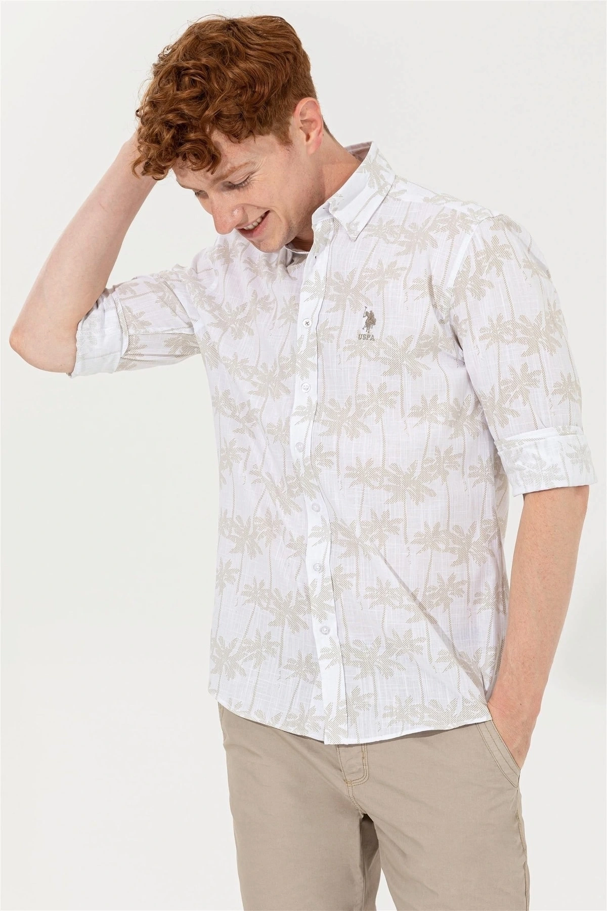 Erkek Haki Gömlek Uzunkol