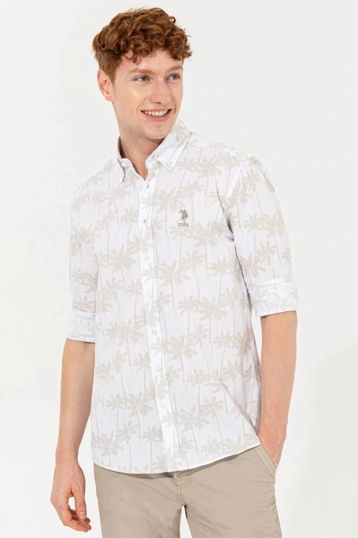 Erkek Haki Gömlek Uzunkol