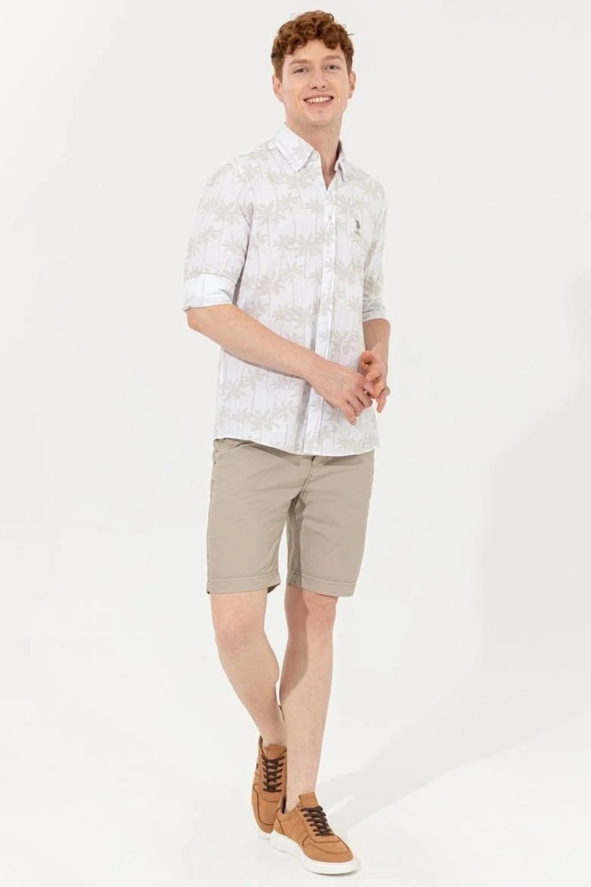 Erkek Haki Gömlek Uzunkol