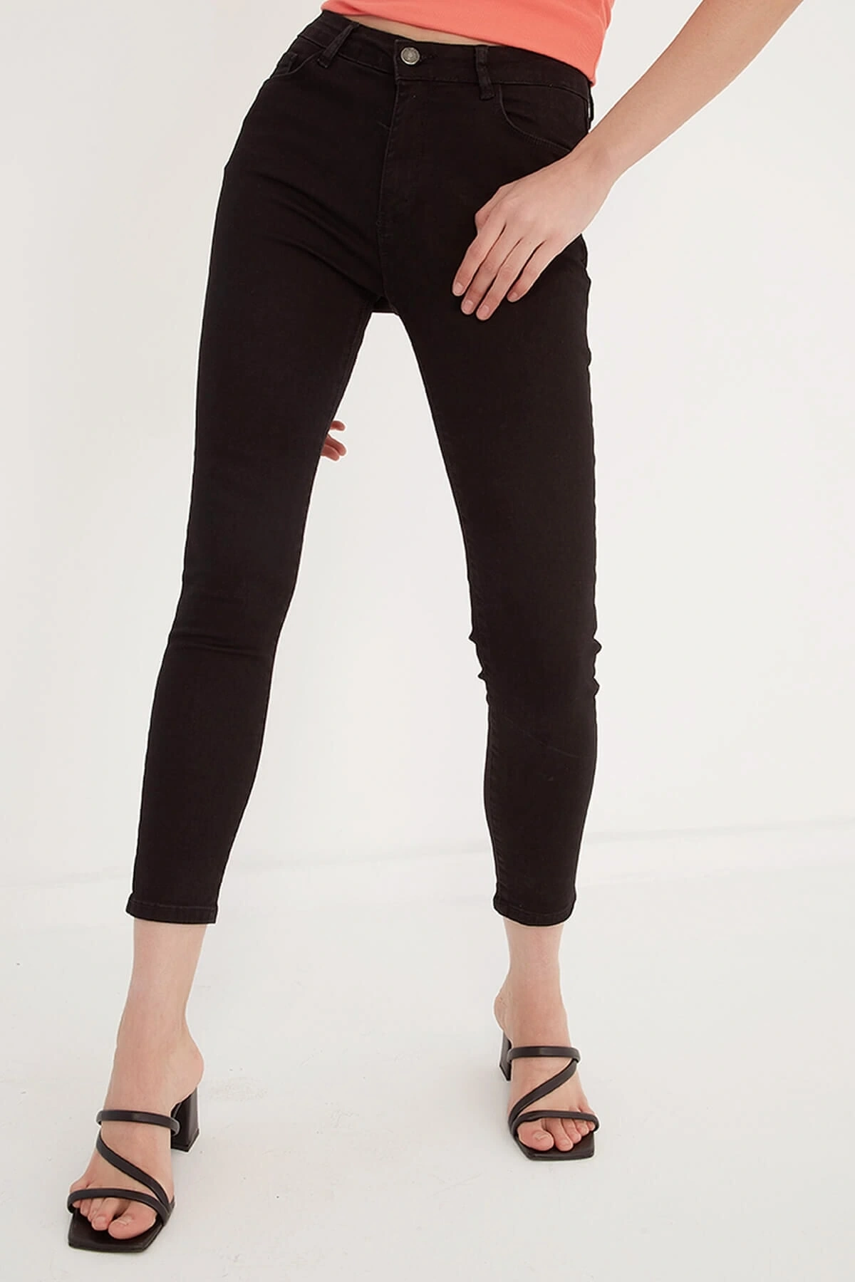 Yüksek Bel Skinny Fit Jean Pantolon Siyah