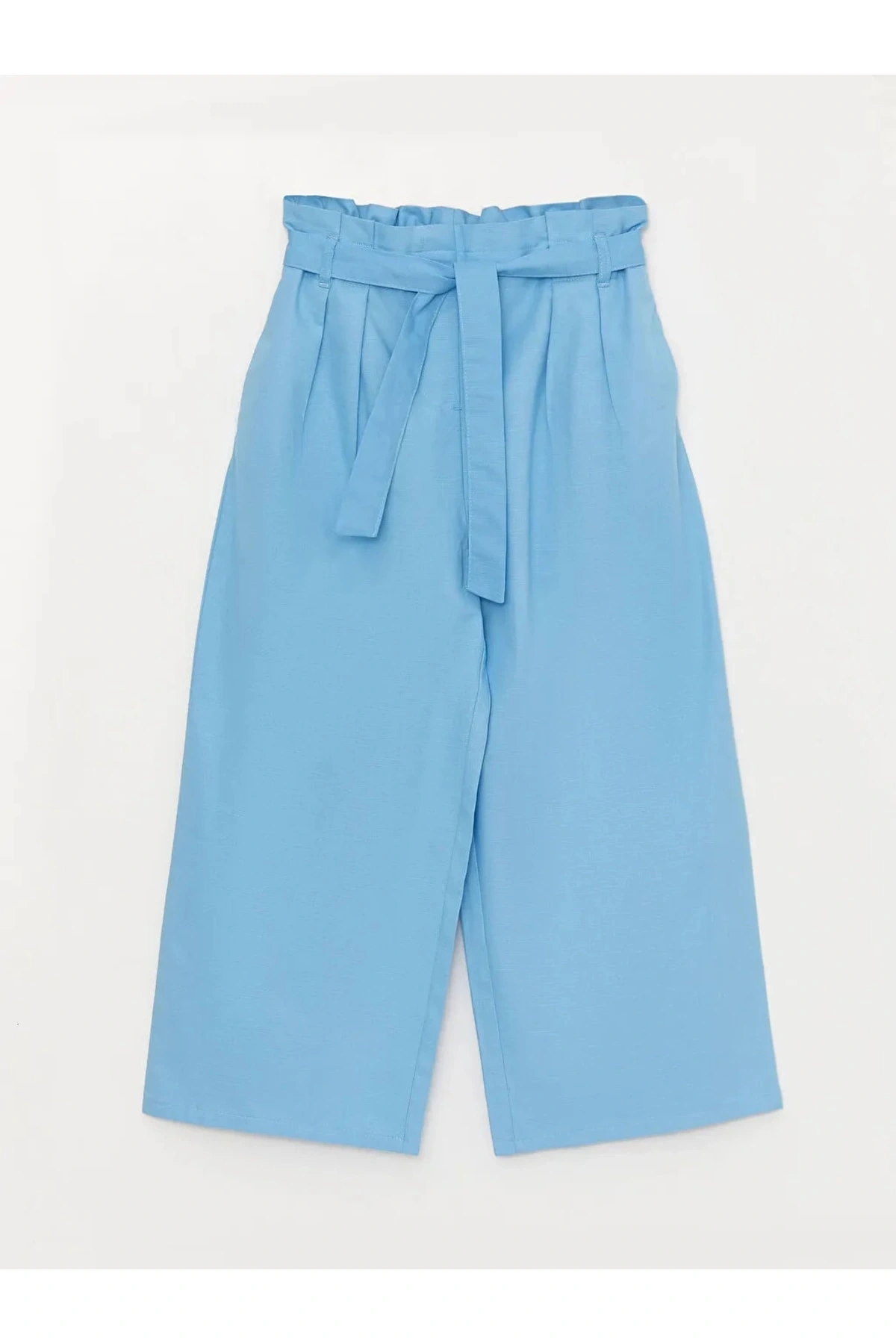 Beli Lastikli Basic Geniş Paça Kız Çocuk Capri