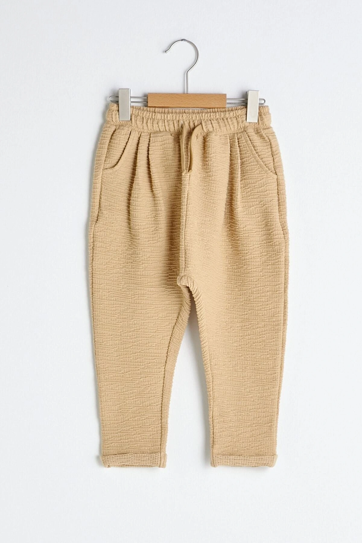 Erkek Bebek Bej Düz Pantolon