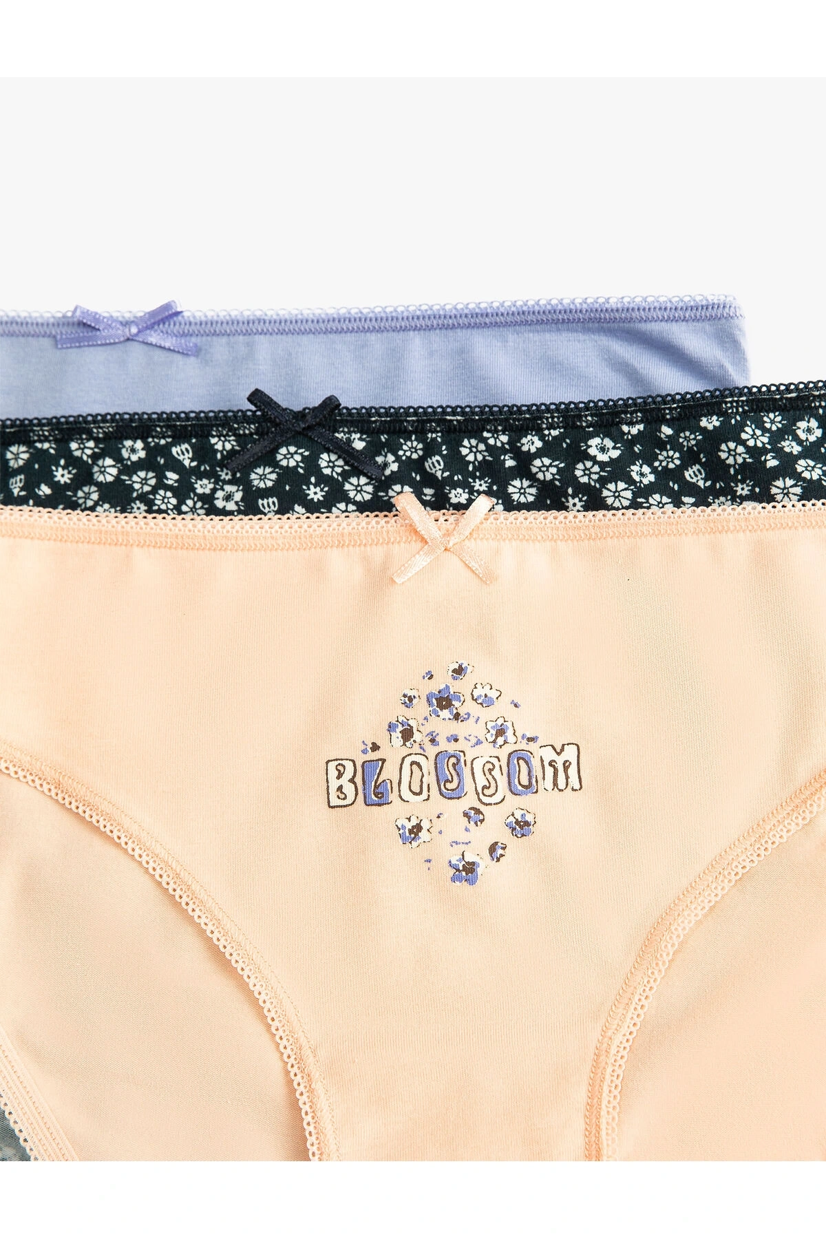 Pamuklu Külot Brief 3lü Baskılı Fiyonk Detaylı