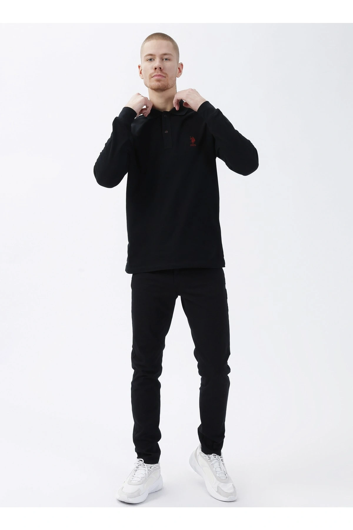 Polo Yaka Siyah Erkek Sweatshırt Tp03sk022