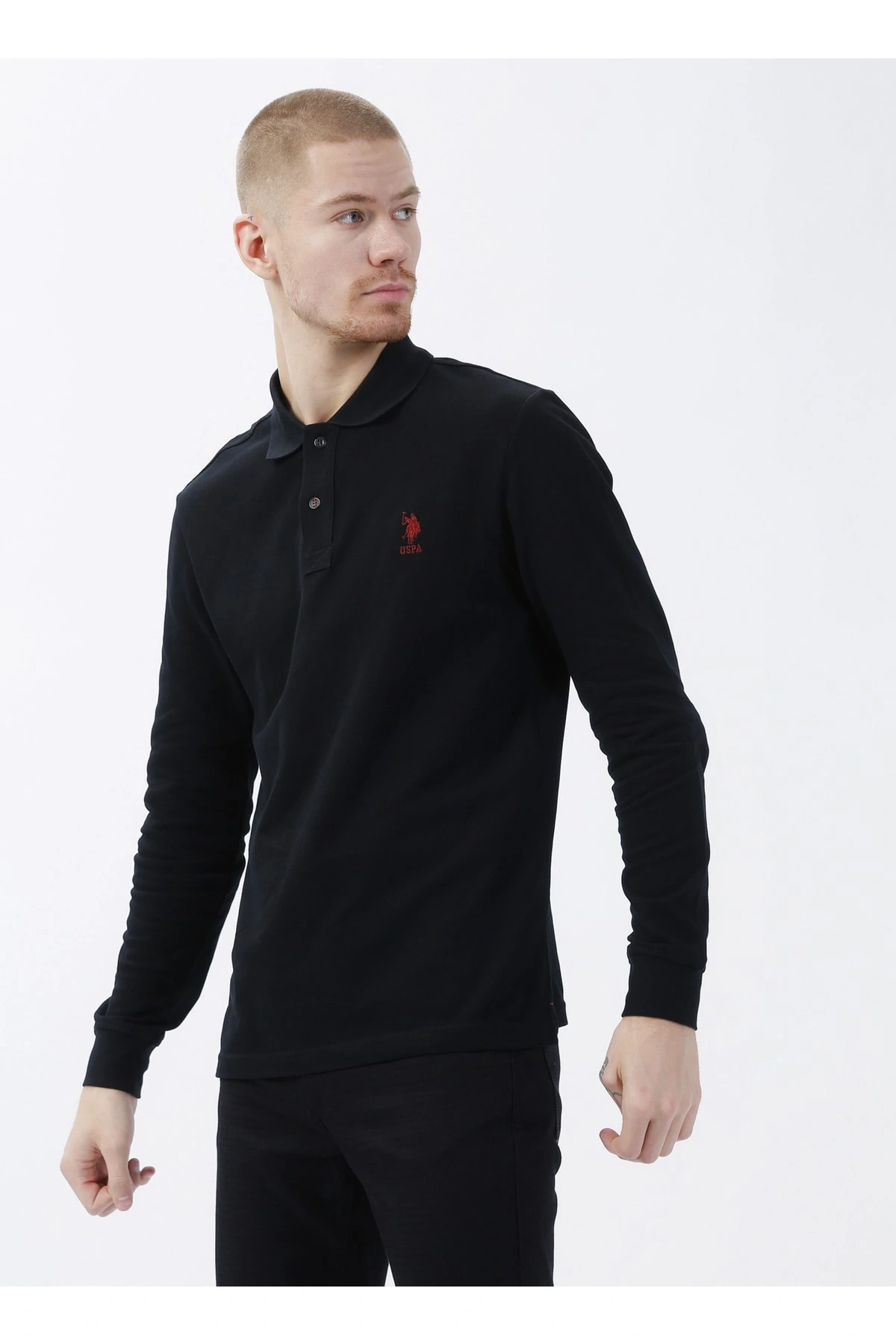 Polo Yaka Siyah Erkek Sweatshırt Tp03sk022