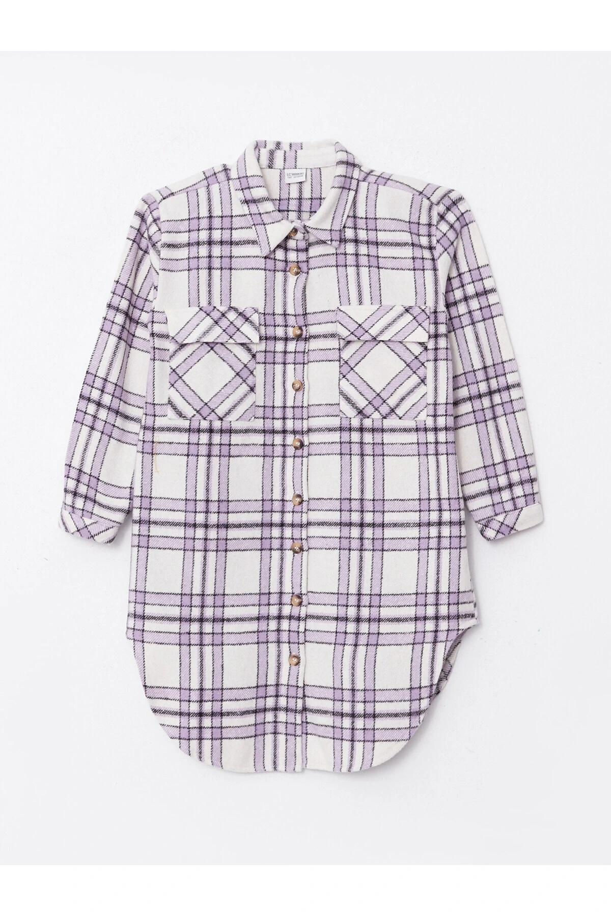 Ekose Uzun Kollu Kız Çocuk Tunik