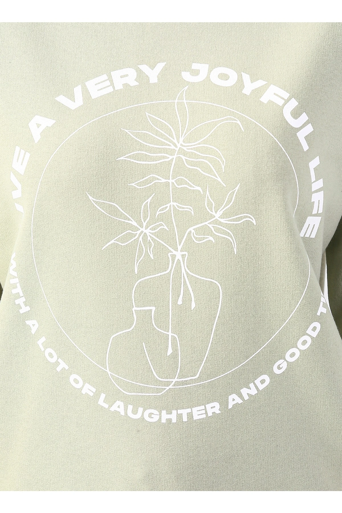 Bisiklet Yaka Baskılı Çağla Kadın Sweatshırt 22k0572k1