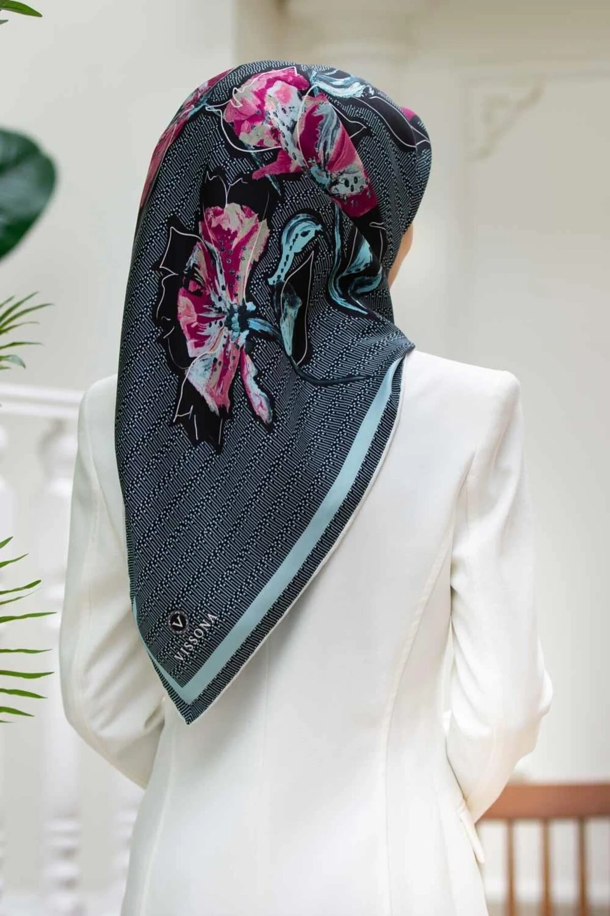 Kadın Twill Ipel Eşarp Mürdüm - Bebe Mavisi