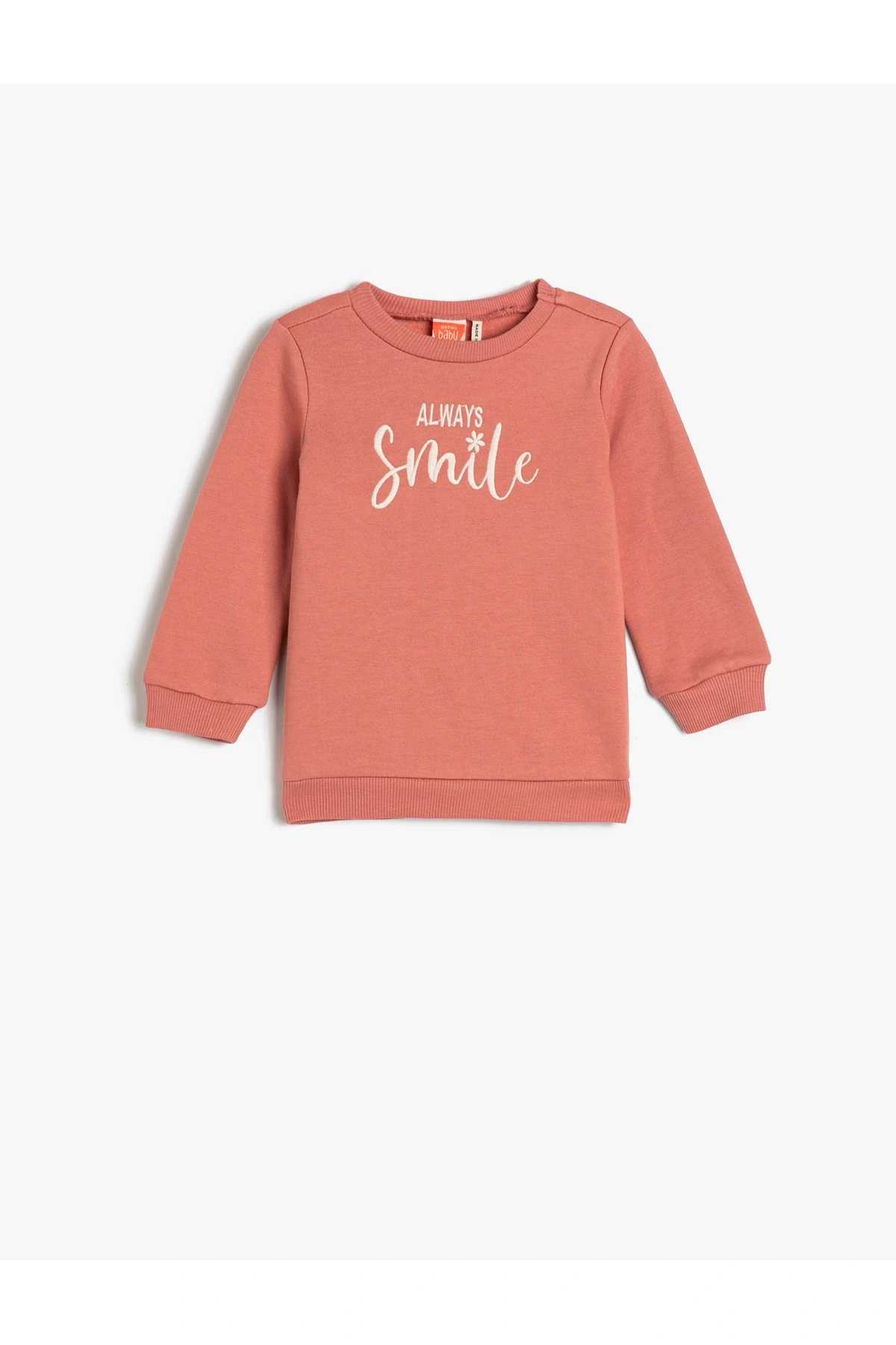 Sweatshirt Şardonlu İşlemeli Bisiklet Yaka Pamuklu