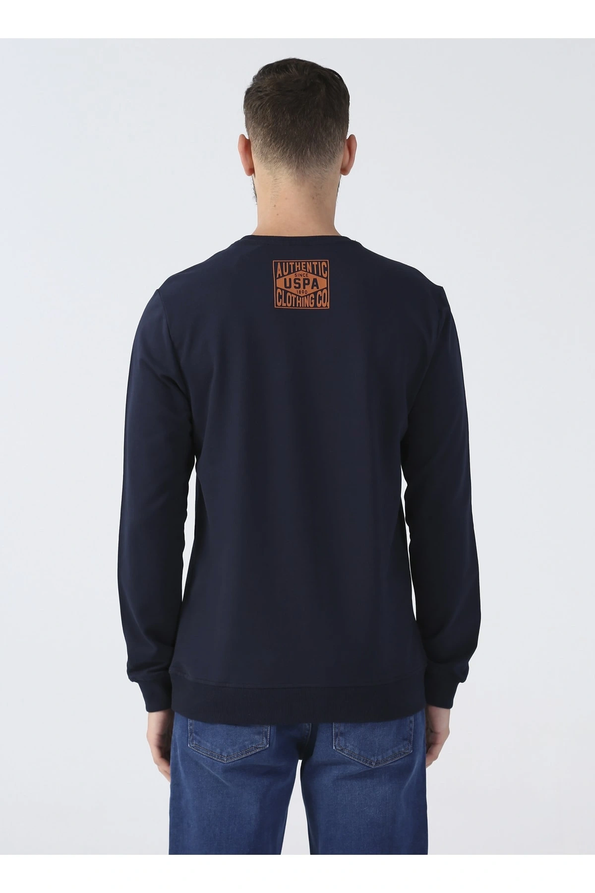 Bisiklet Yaka Lacivert Erkek Sweatshırt Gambı