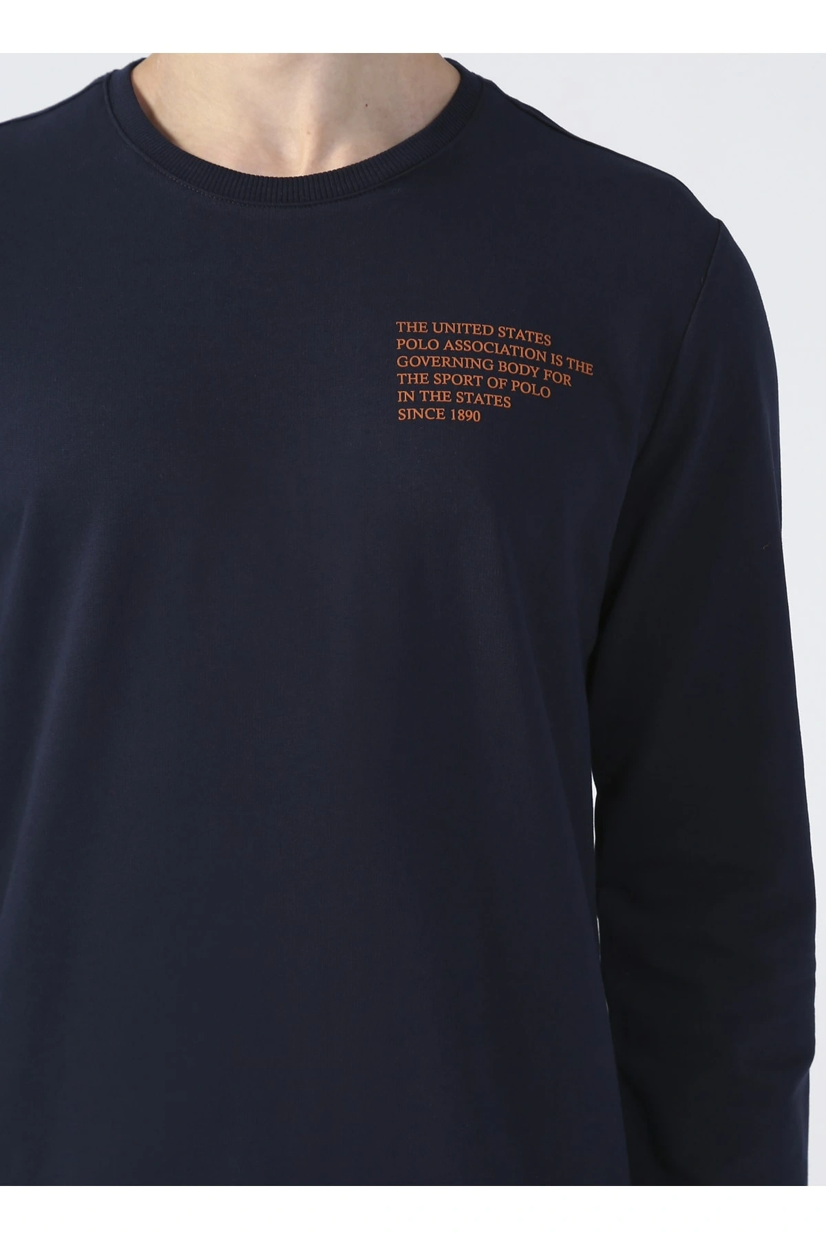 Bisiklet Yaka Lacivert Erkek Sweatshırt Gambı