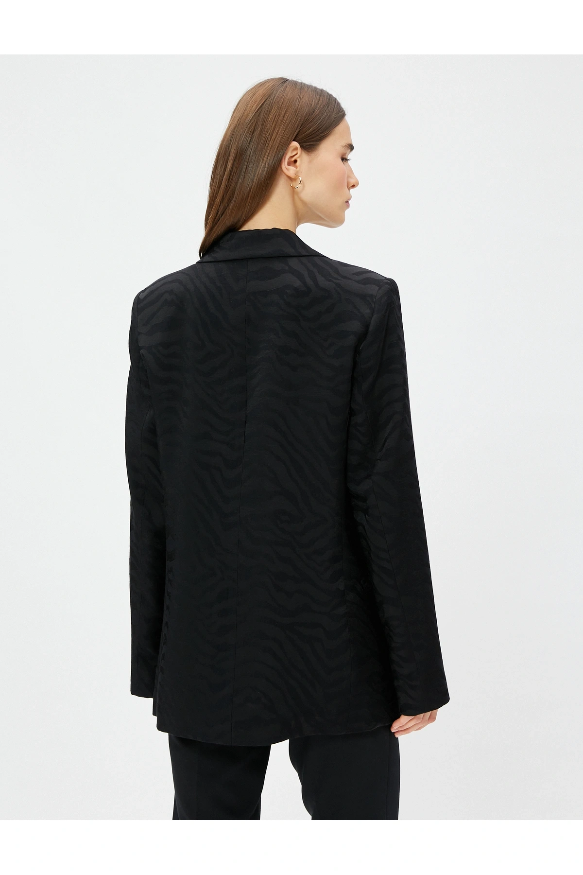 Zebra Desenli Oversize Blazer Ceket Tek Düğmeli