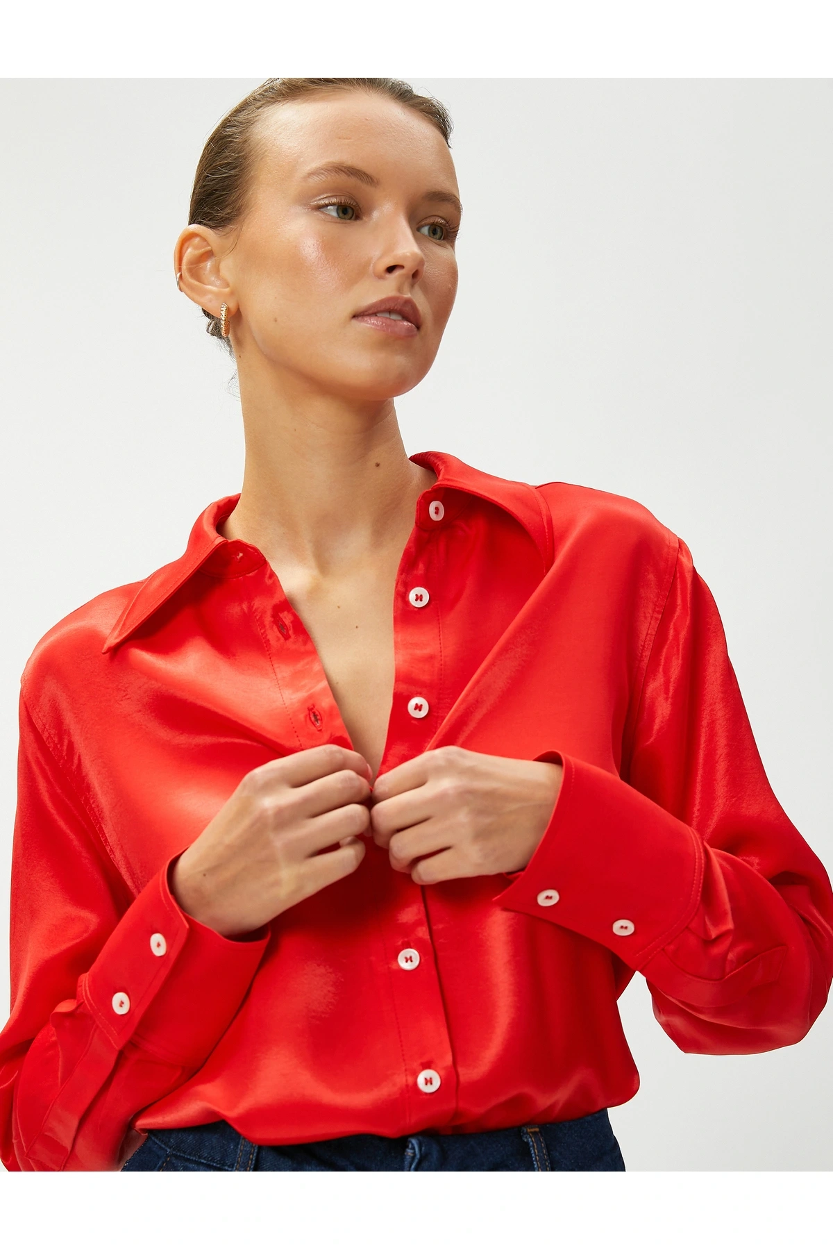 Saten Uzun Kollu Gömlek