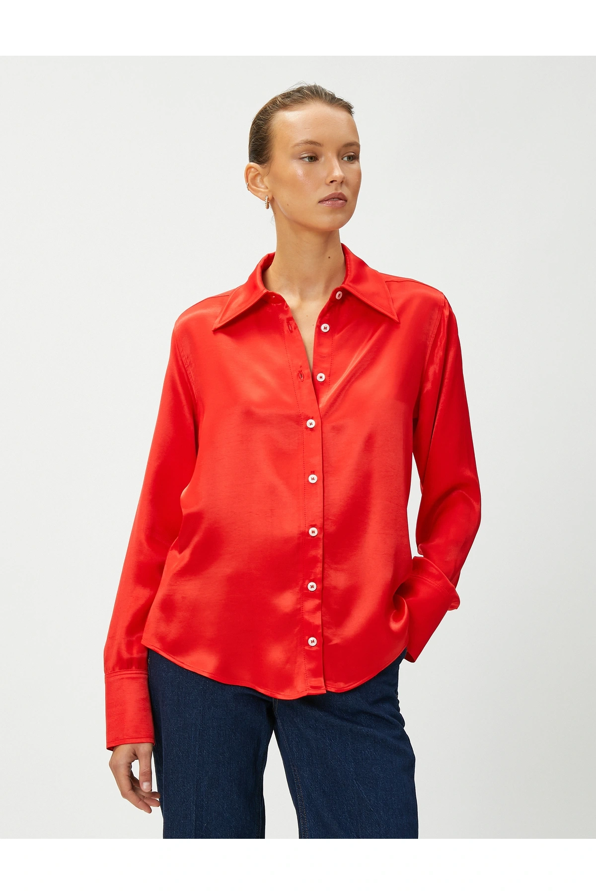 Saten Uzun Kollu Gömlek