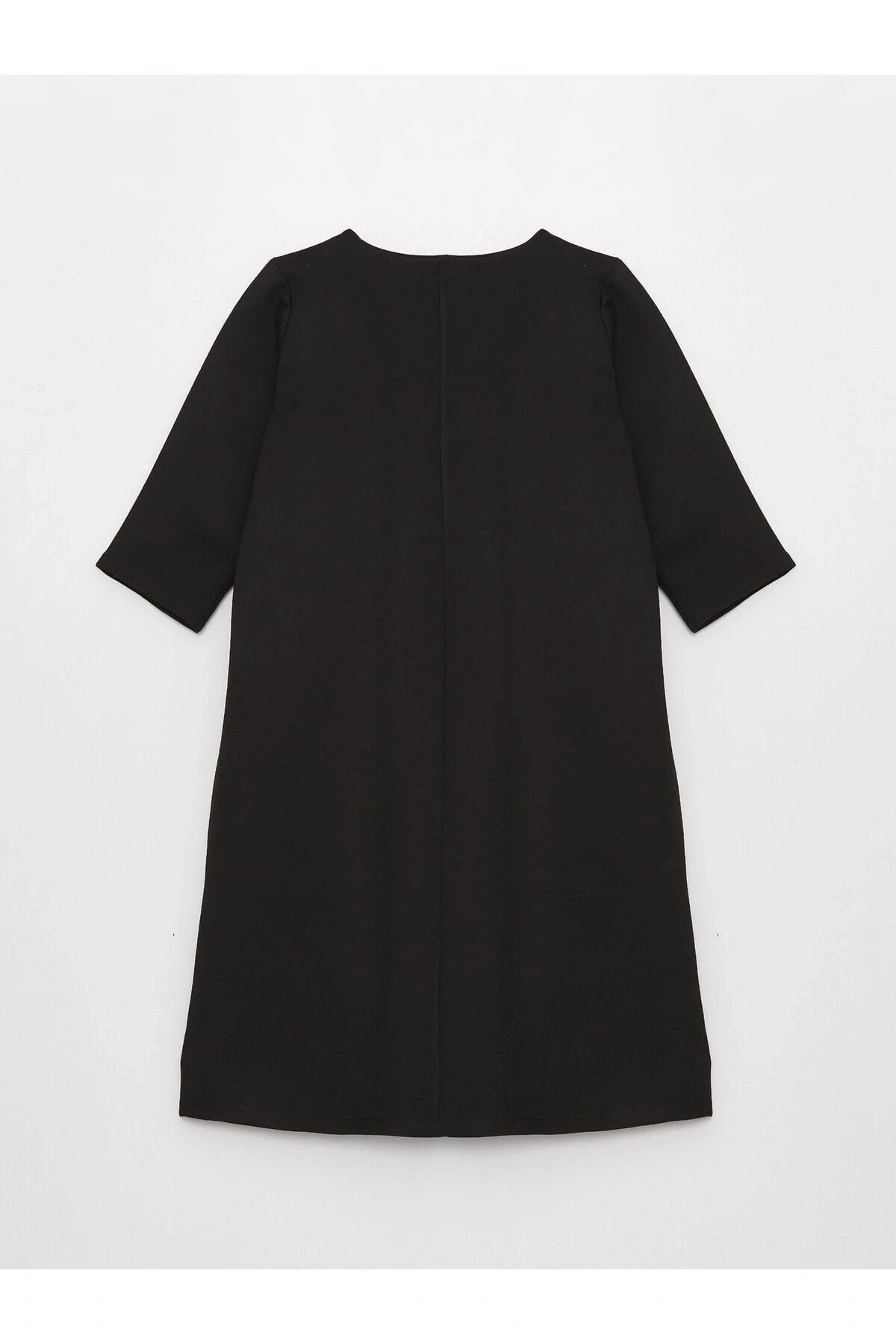 V Yaka Düz Kısa Kollu Kadın Elbise