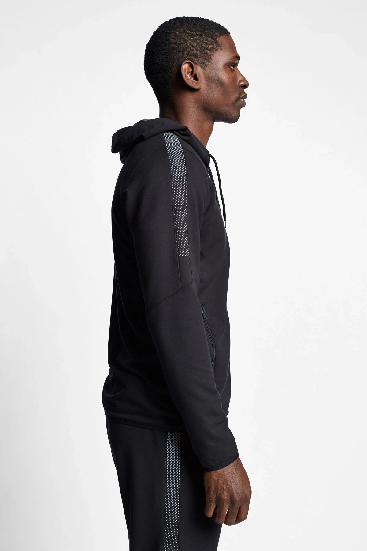 Siyah Erkek Fermuarlı Kapüşonlu Sweatshirt 22b-1118