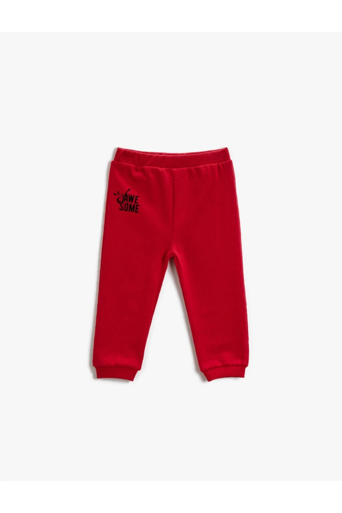 Erkek Çocuk Kırmızı Pamuklu Eşofman Altı Baskılı