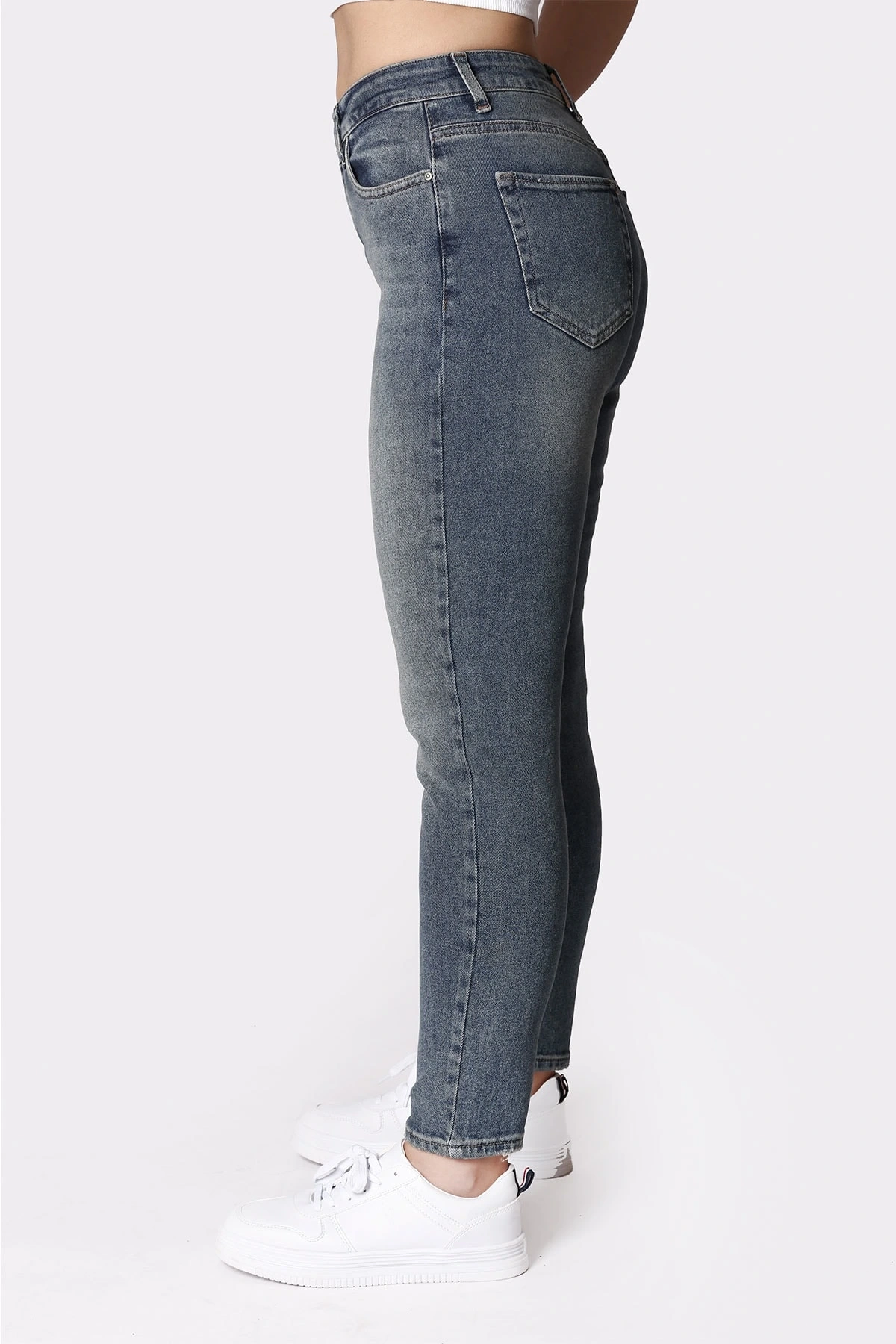 Kadın Koyu Mavi Denim Pantolon