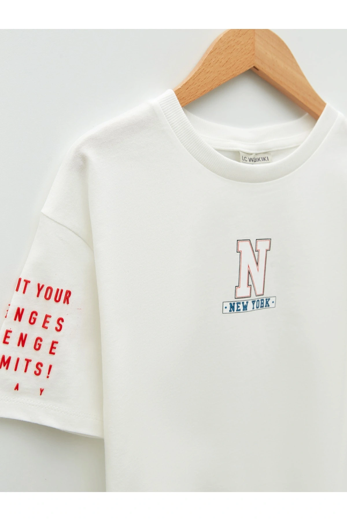 Bisiklet Yaka Baskılı Kısa Kollu Pamuklu Kız Çocuk Tişört