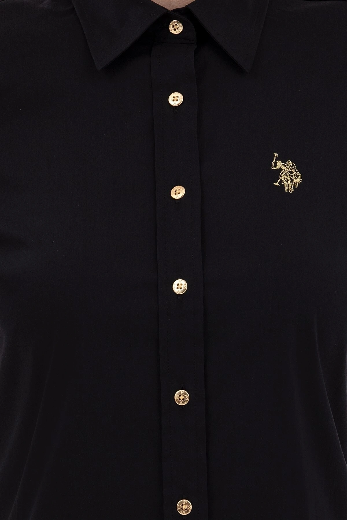 Kadın Metal Düğmeli Kol Kıvırmalı Gömlek