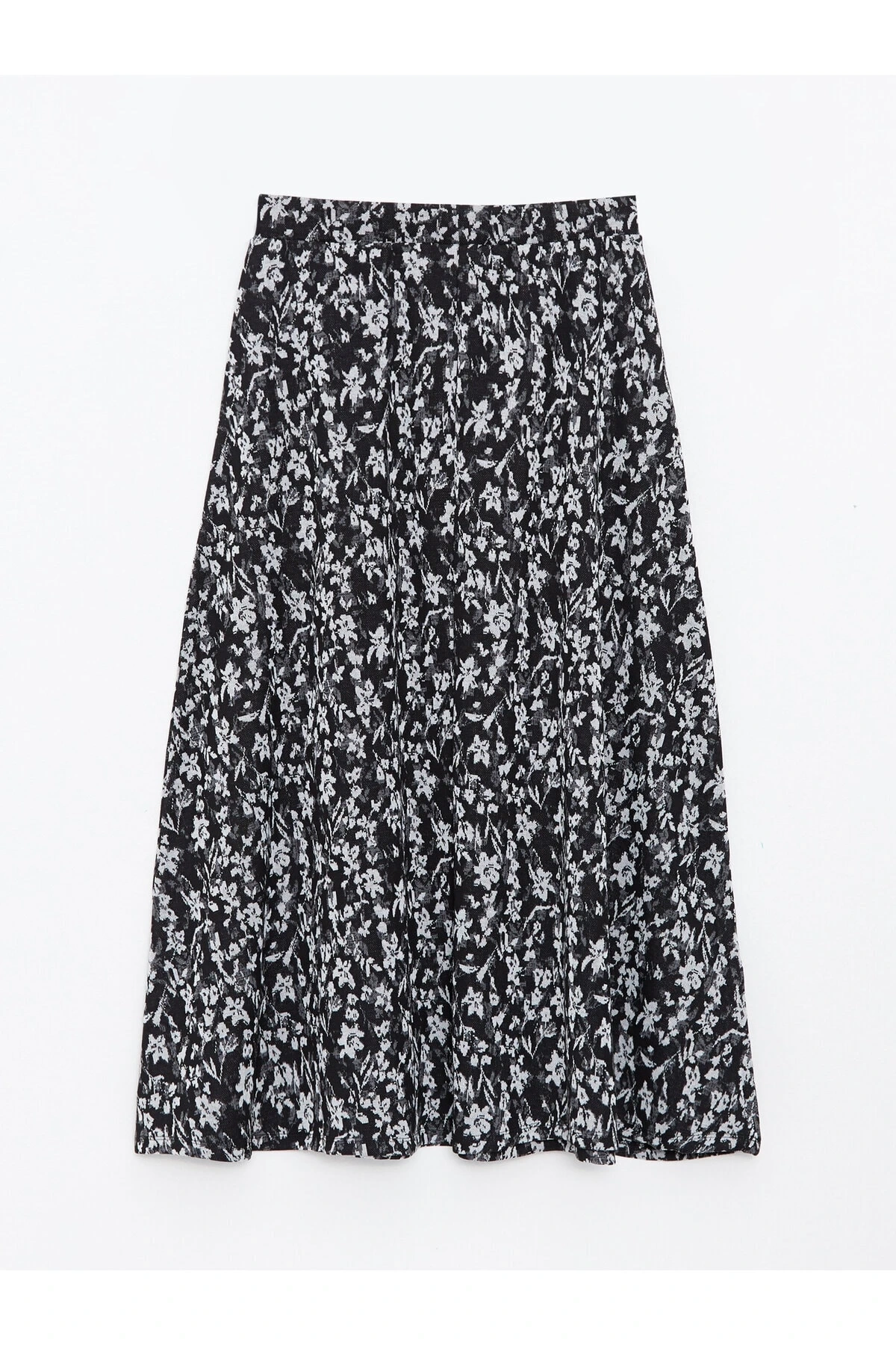 Beli Lastikli Desenli Ponte Kadın Kloş Etek