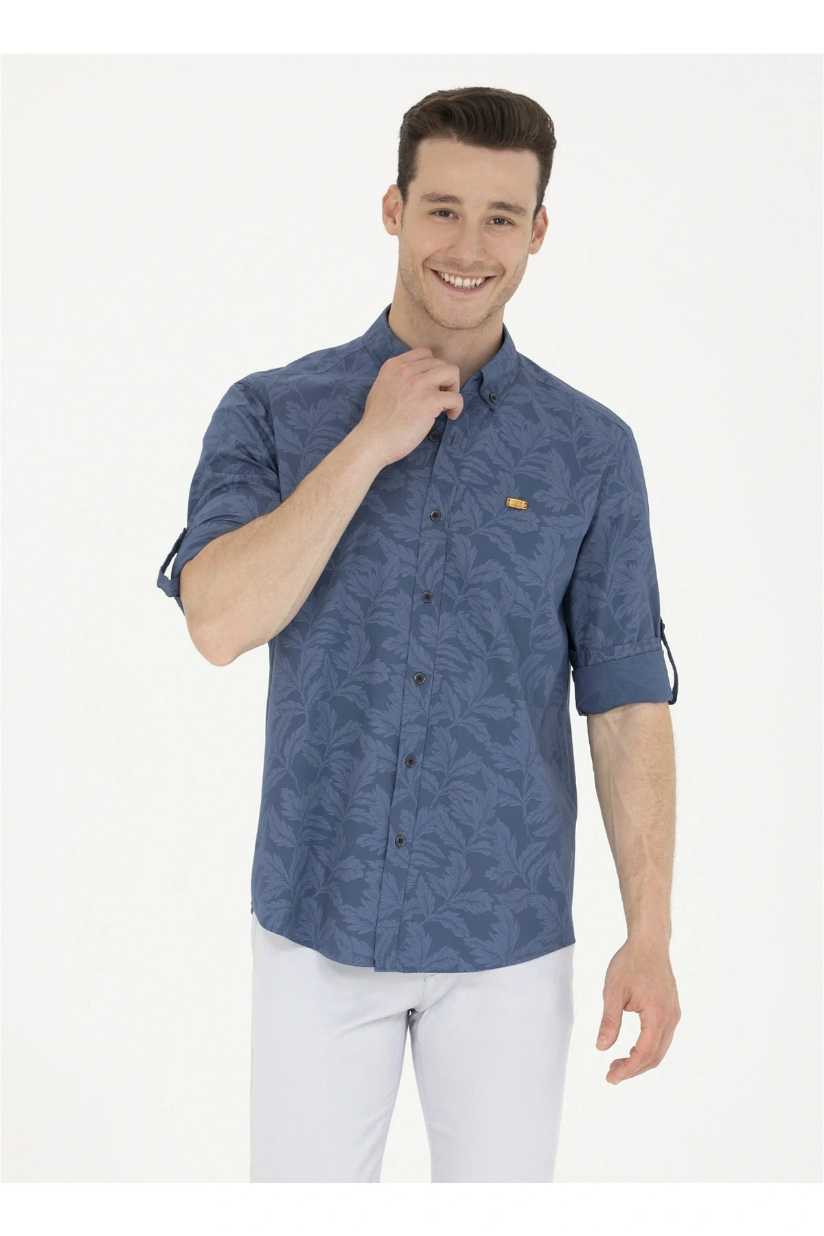 U.S. Polo Assn. Comfort Fit Düğmeli Yaka Lacivert Erkek Gömlek REGGAR