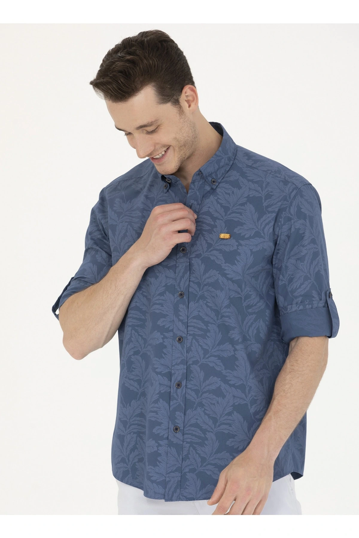 U.S. Polo Assn. Comfort Fit Düğmeli Yaka Lacivert Erkek Gömlek REGGAR