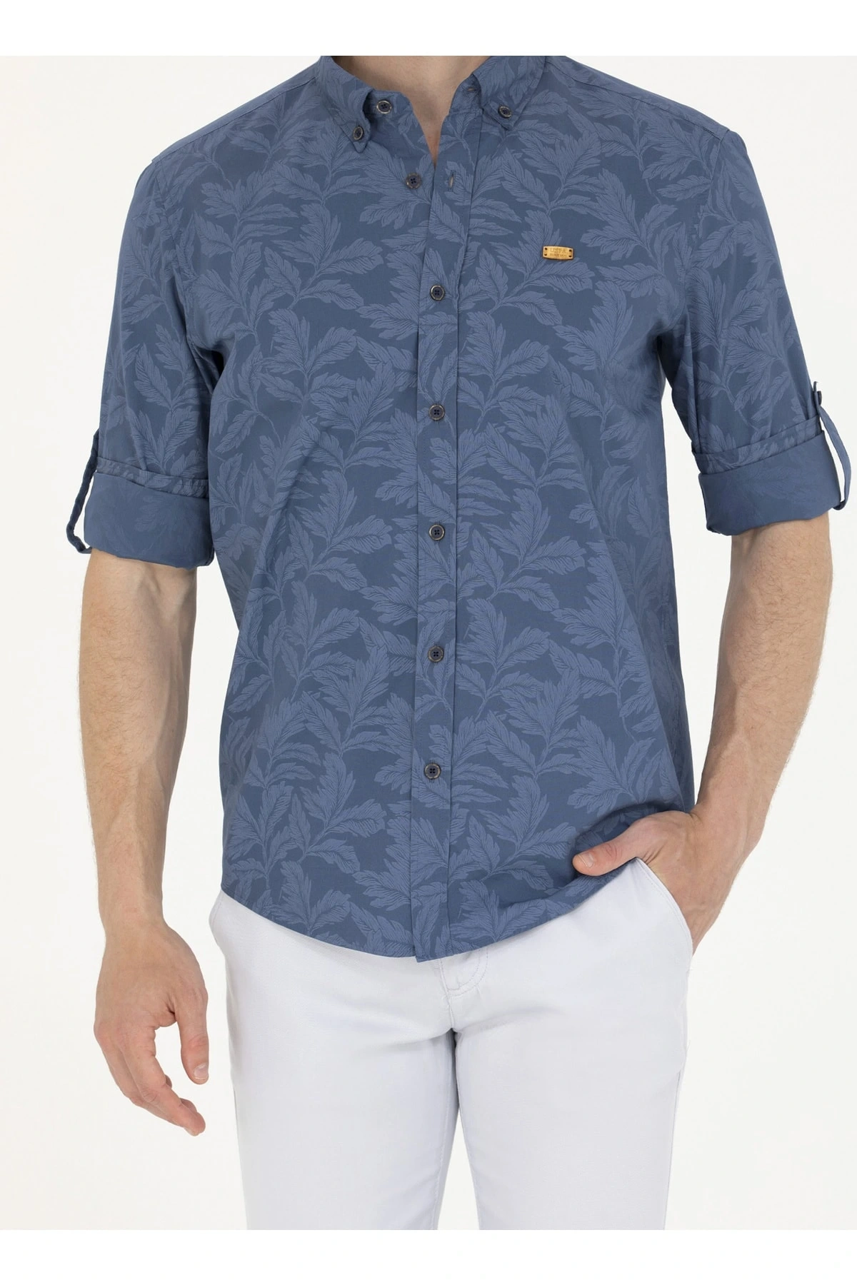 U.S. Polo Assn. Comfort Fit Düğmeli Yaka Lacivert Erkek Gömlek REGGAR