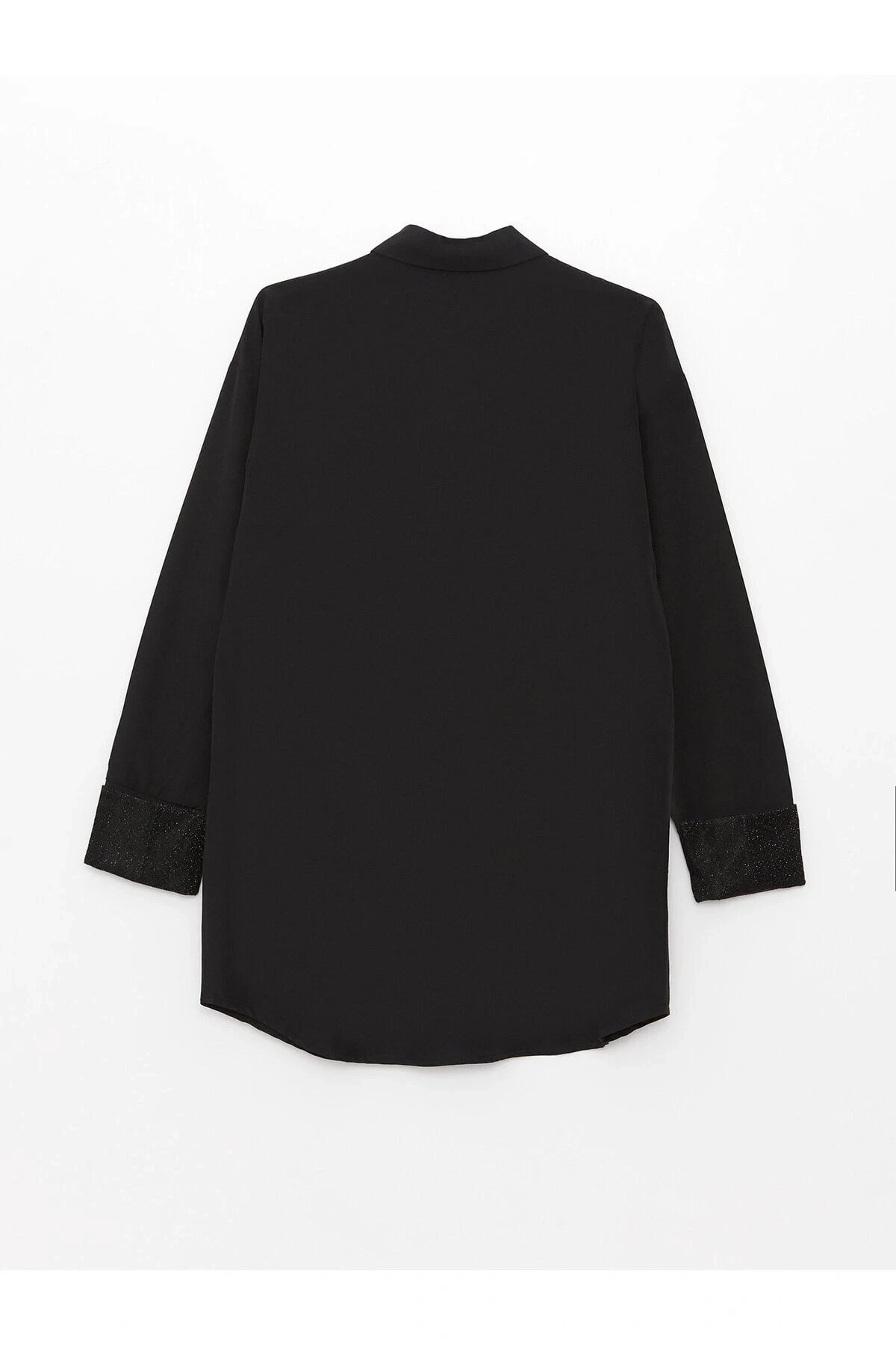 Gömlek Yaka Düz Uzun Kollu Oversize Poplin Kadın Tunik