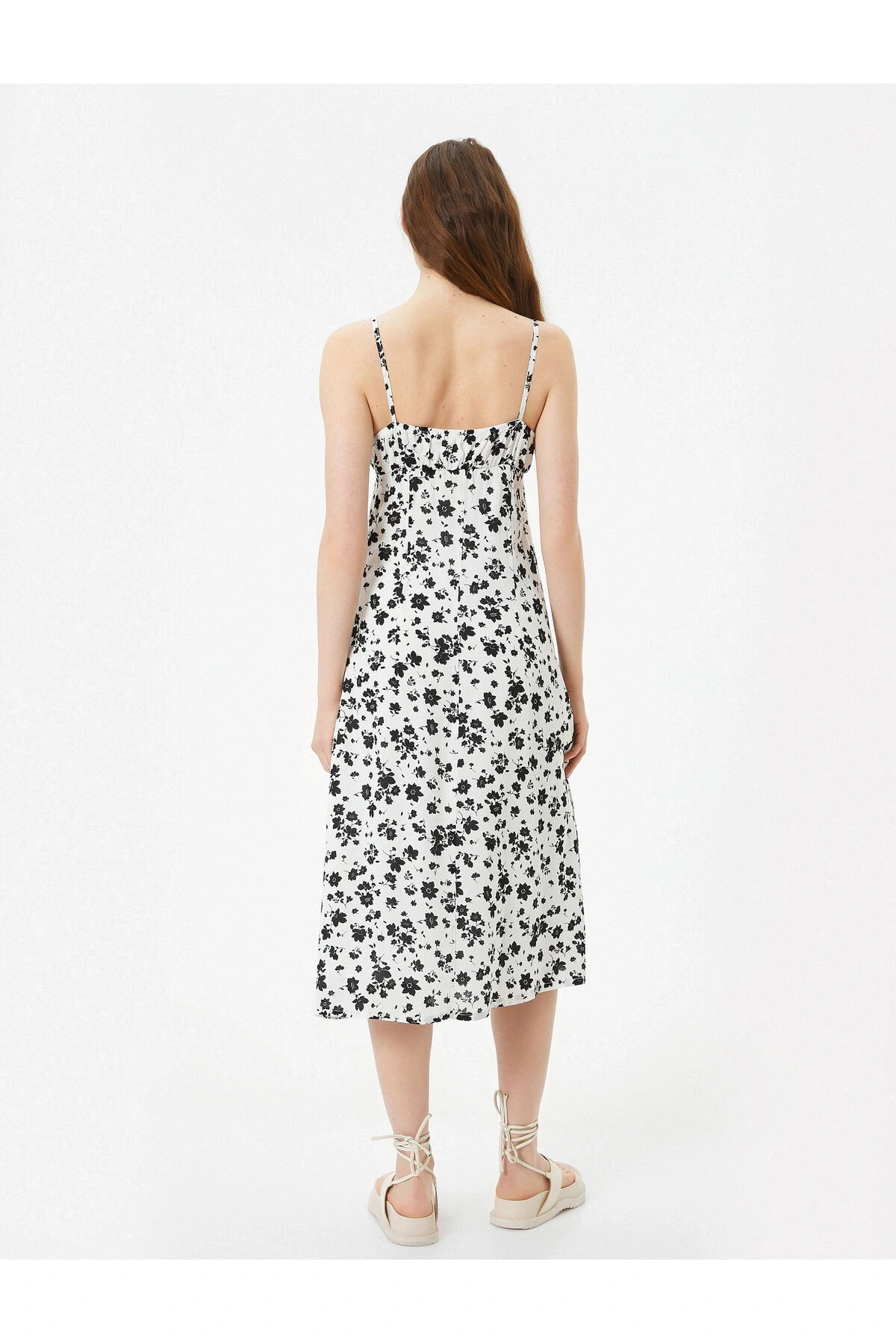 4sal80005ıw 9d9 Siyah Desenli Genç Kız Dokuma Elbise