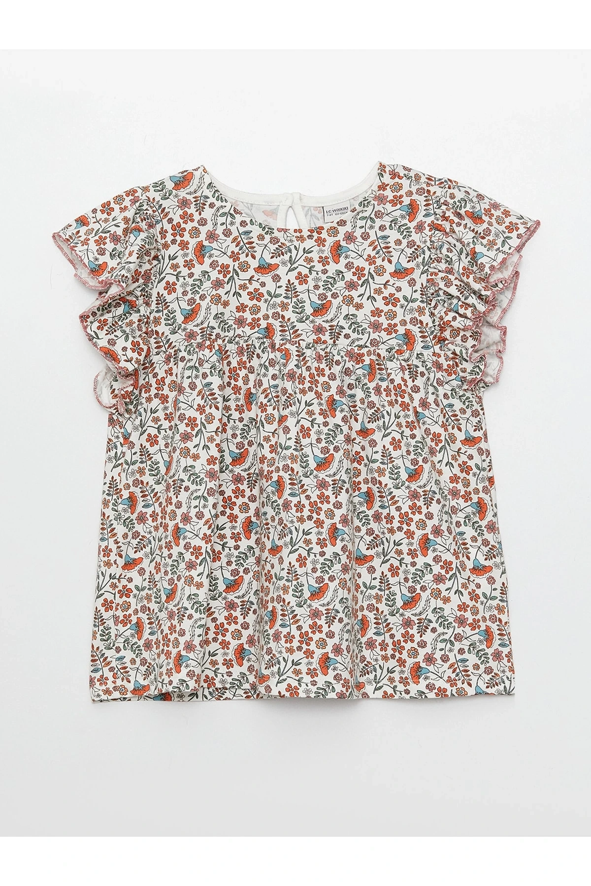 Bisiklet Yaka Desenli Kısa Kollu Kız Çocuk Bluz Ve Pantolon