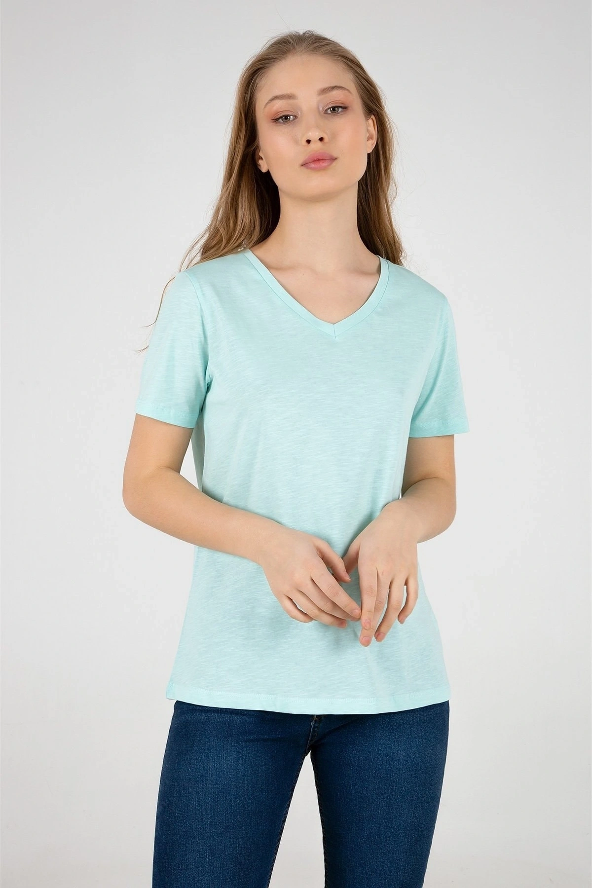 Kadın V Yaka Tshirt