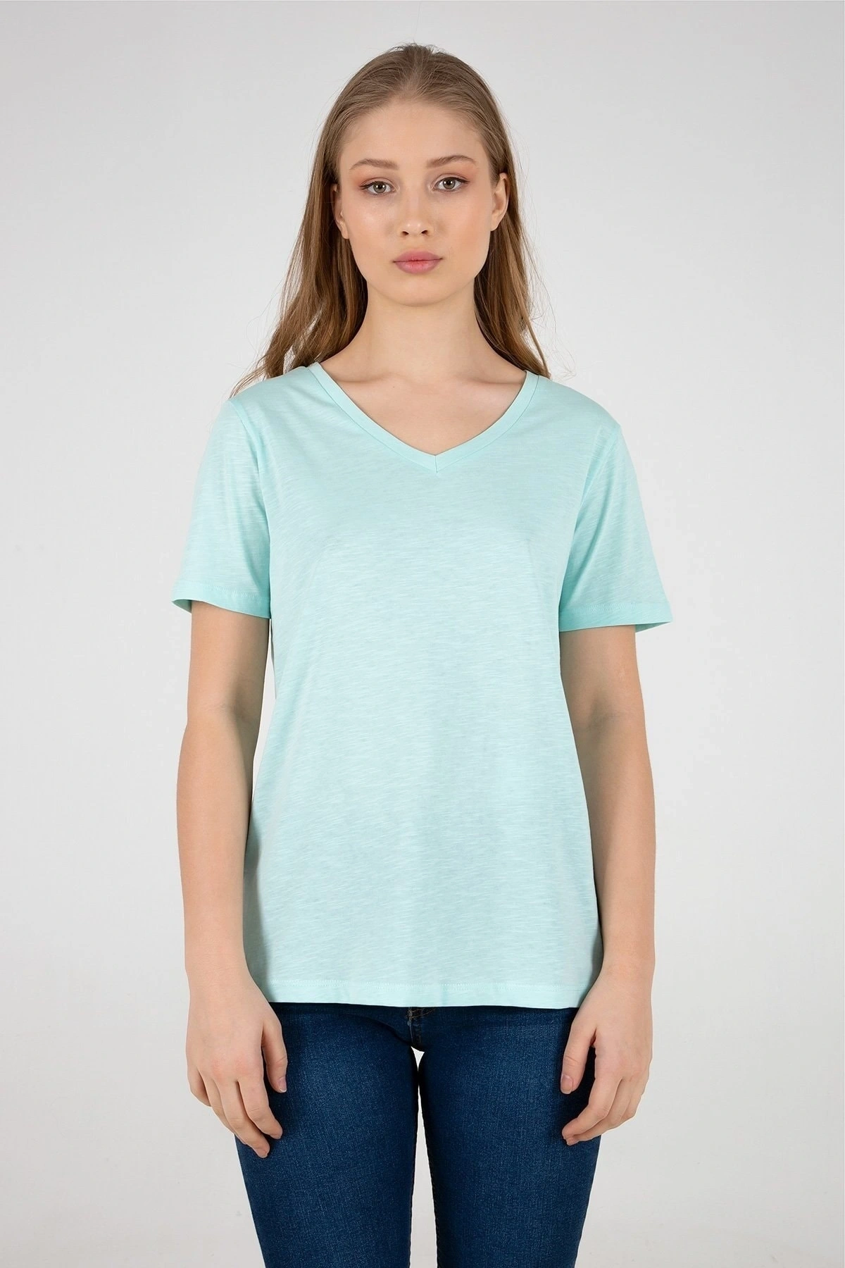 Kadın V Yaka Tshirt