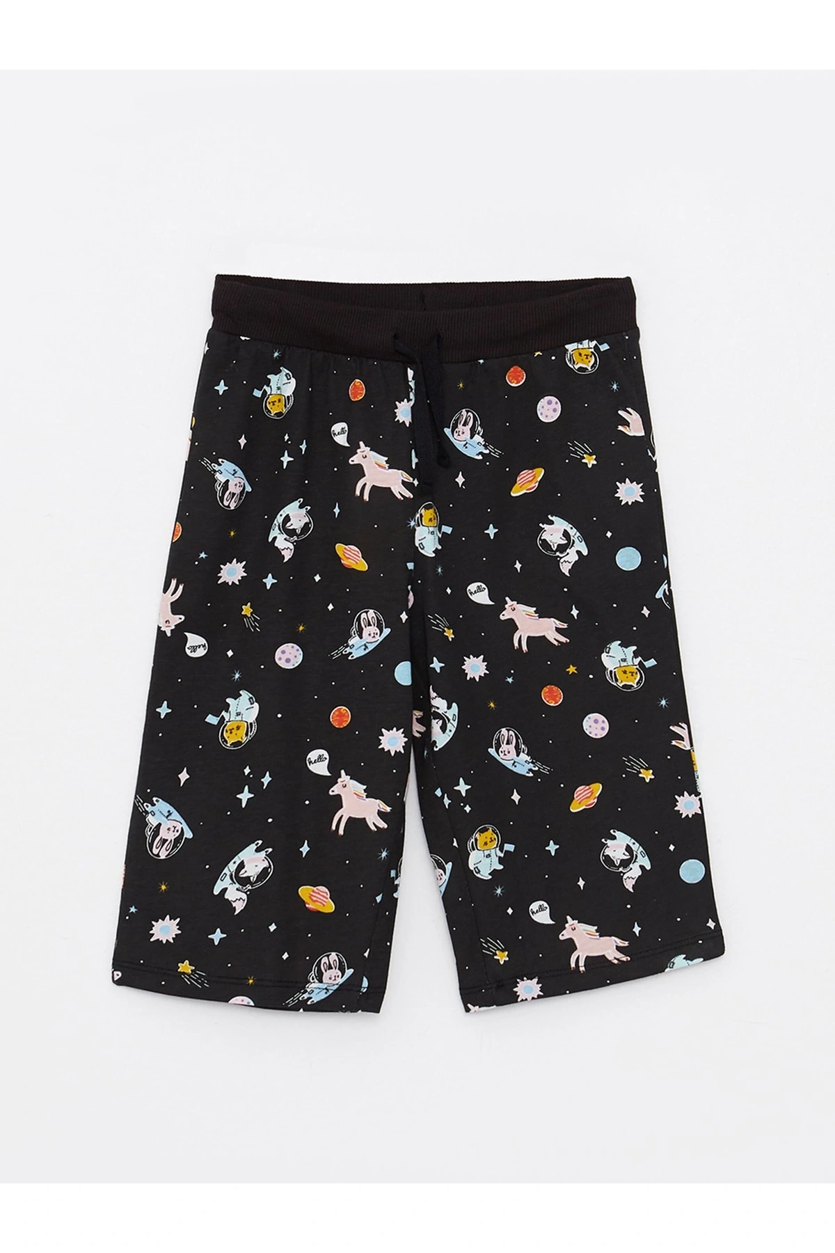 Beli Lastikli Baskılı Kız Çocuk Bermuda