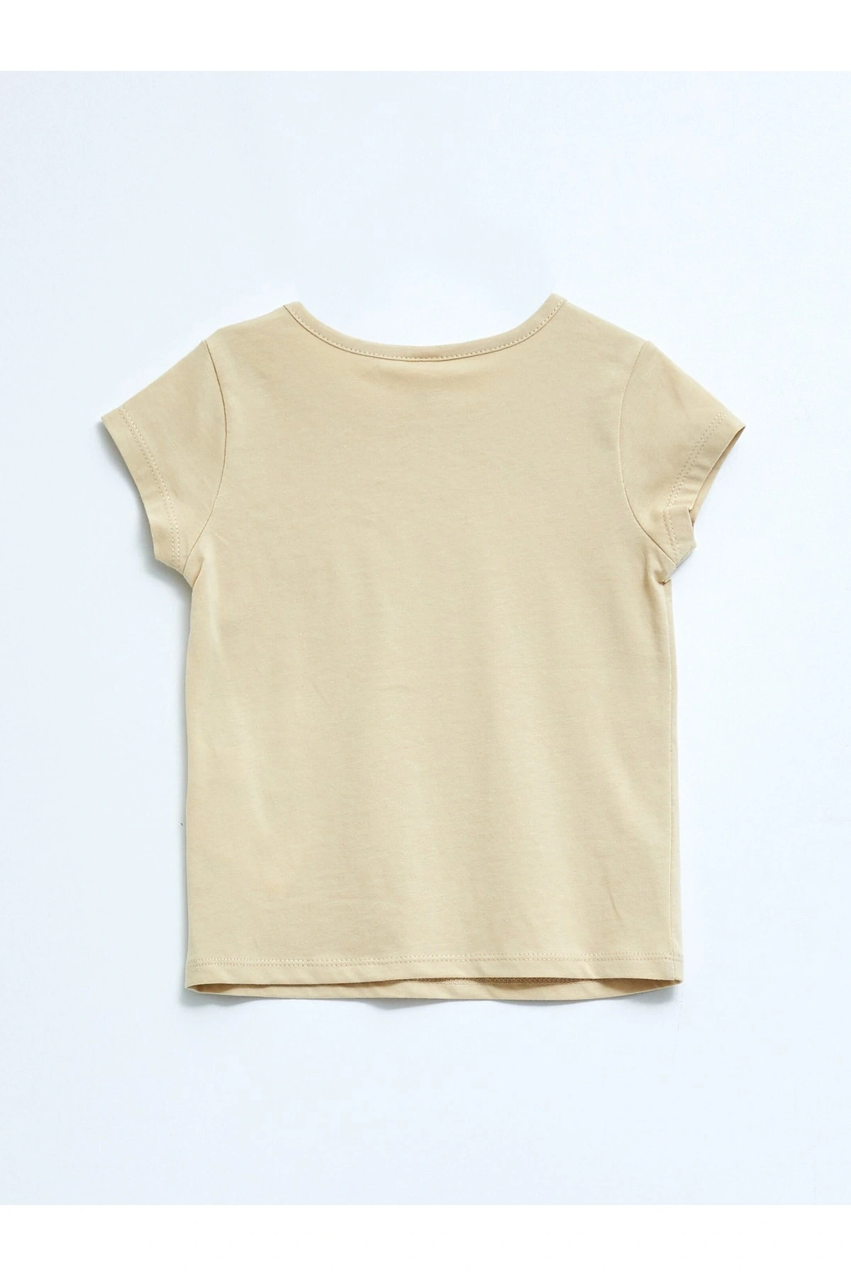 Bisiklet Yaka Kısa Kol Baskılı Pamuklu Kız Bebek Tişört