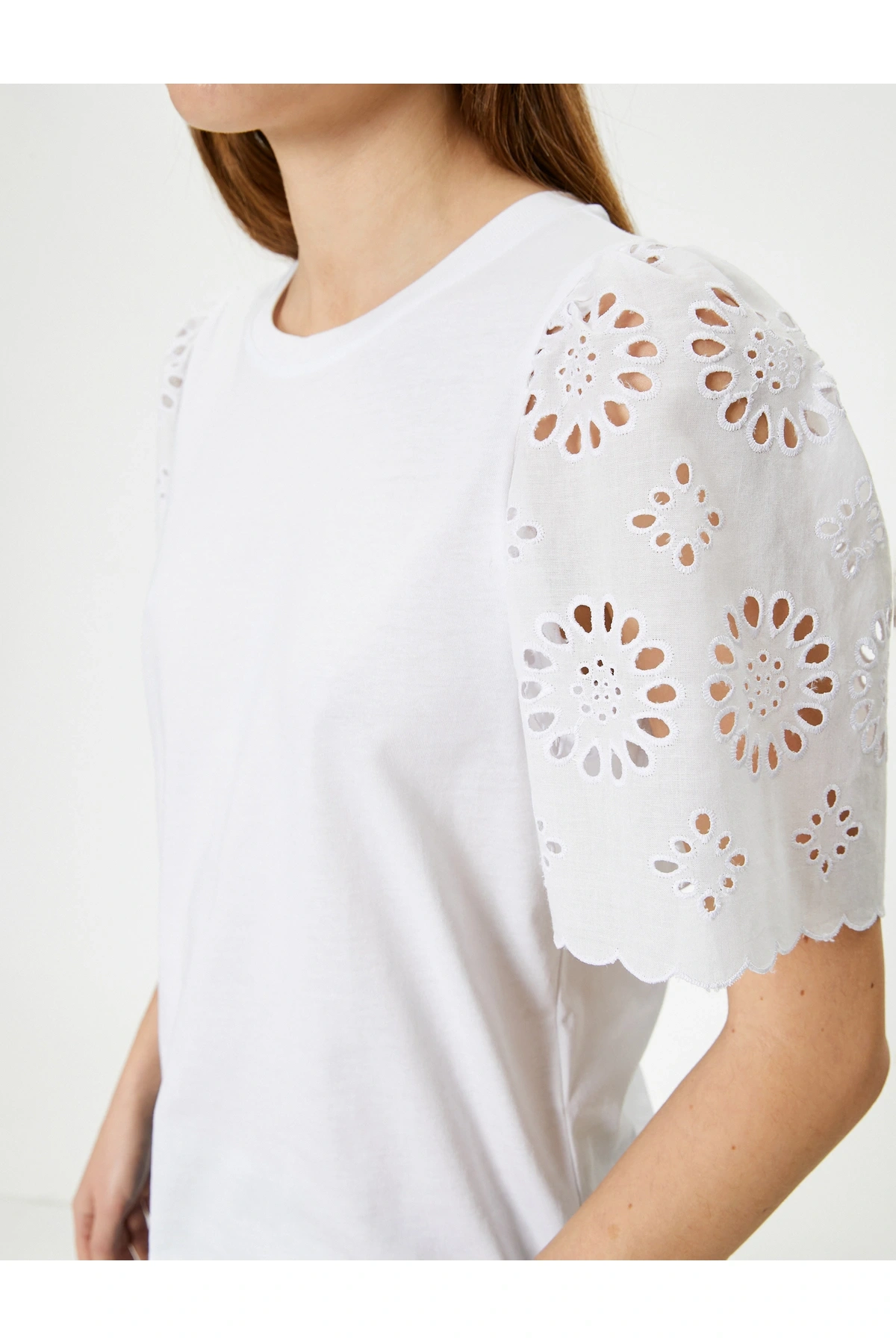 Kolları Fistolu Tişört Kısa Kollu Bisiklet Yaka