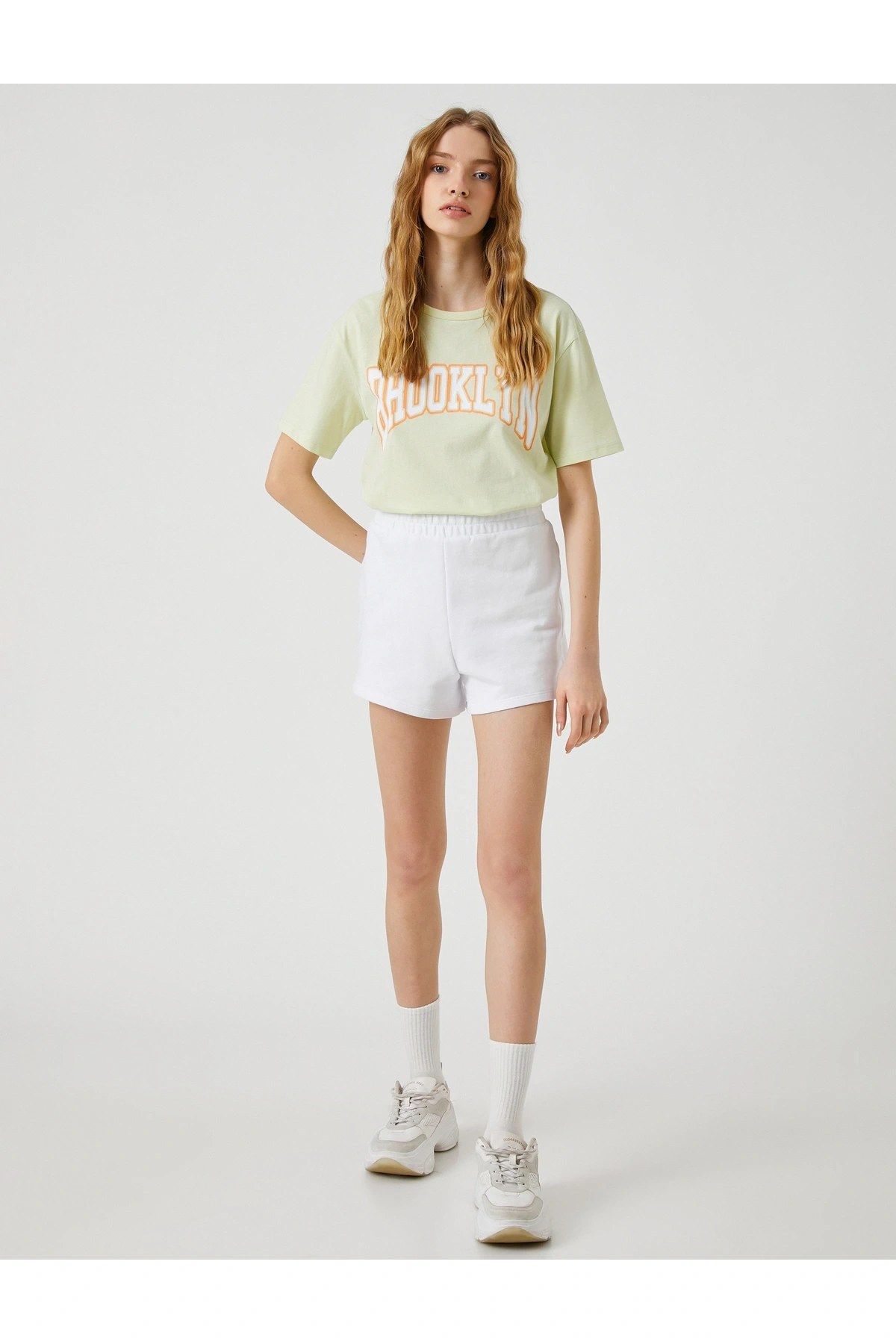 Kolej Baskılı Tişört Kısa Kollu Bisiklet Yaka Pamuklu