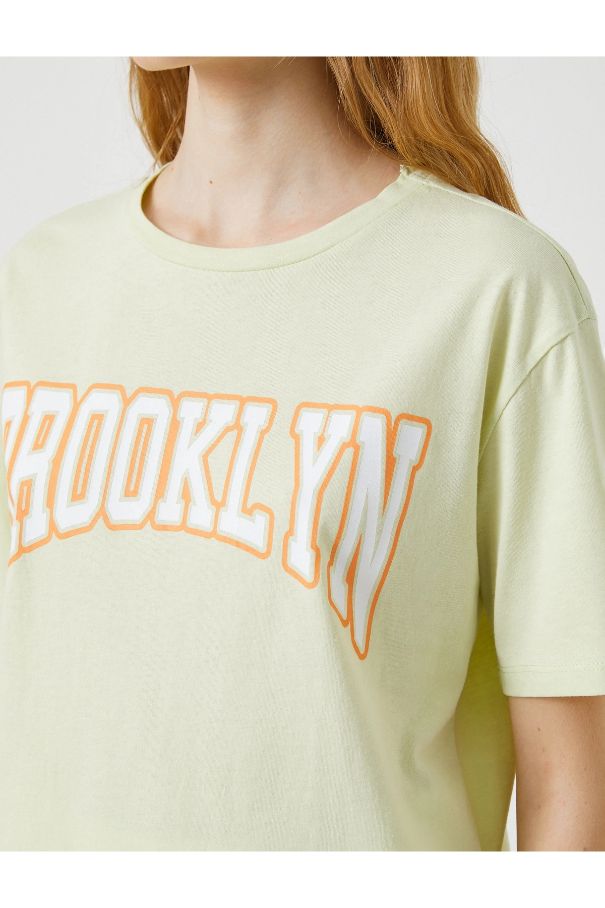 Kolej Baskılı Tişört Kısa Kollu Bisiklet Yaka Pamuklu