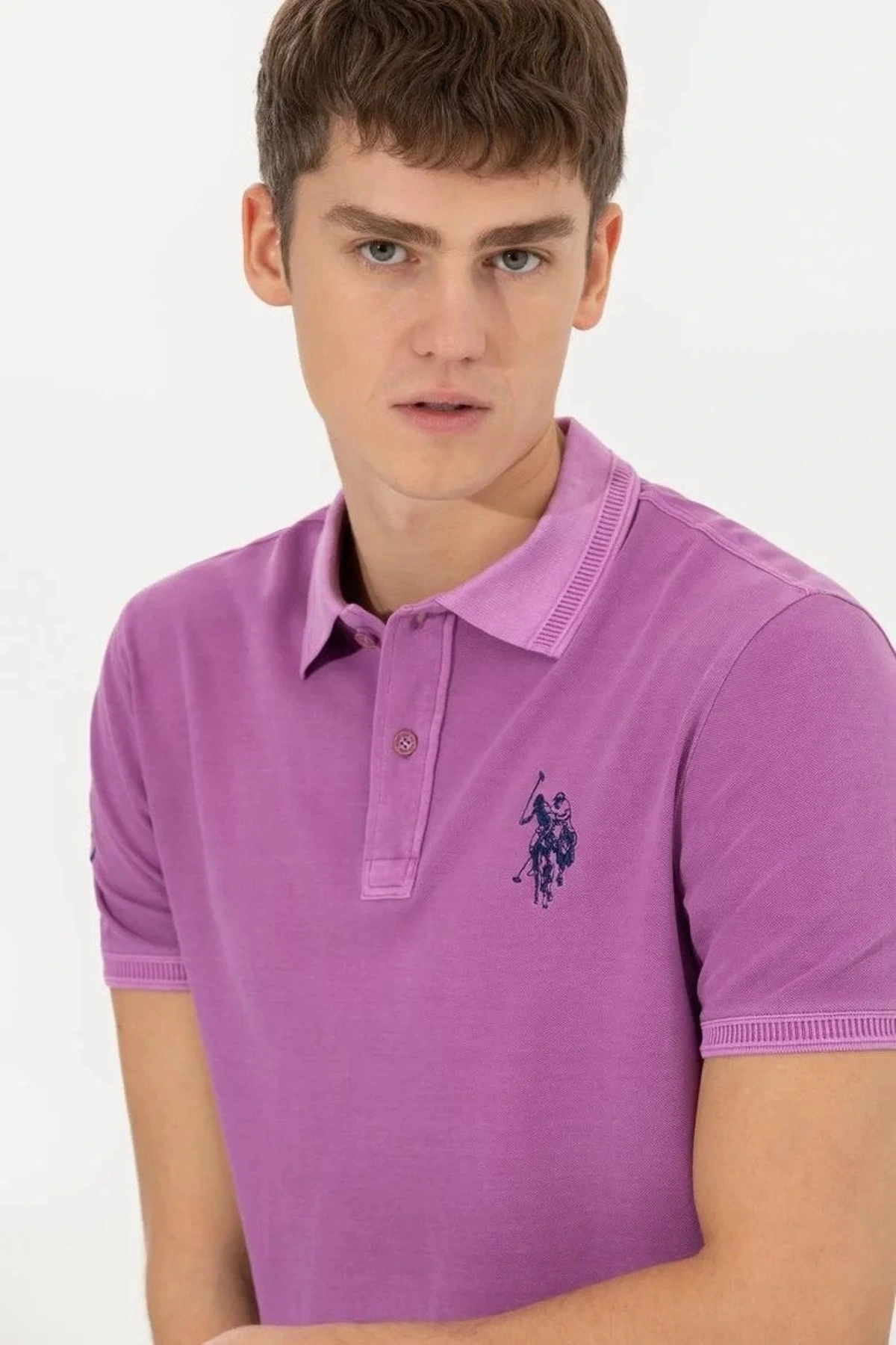 Erkek Mor Polo Yaka T-shirt