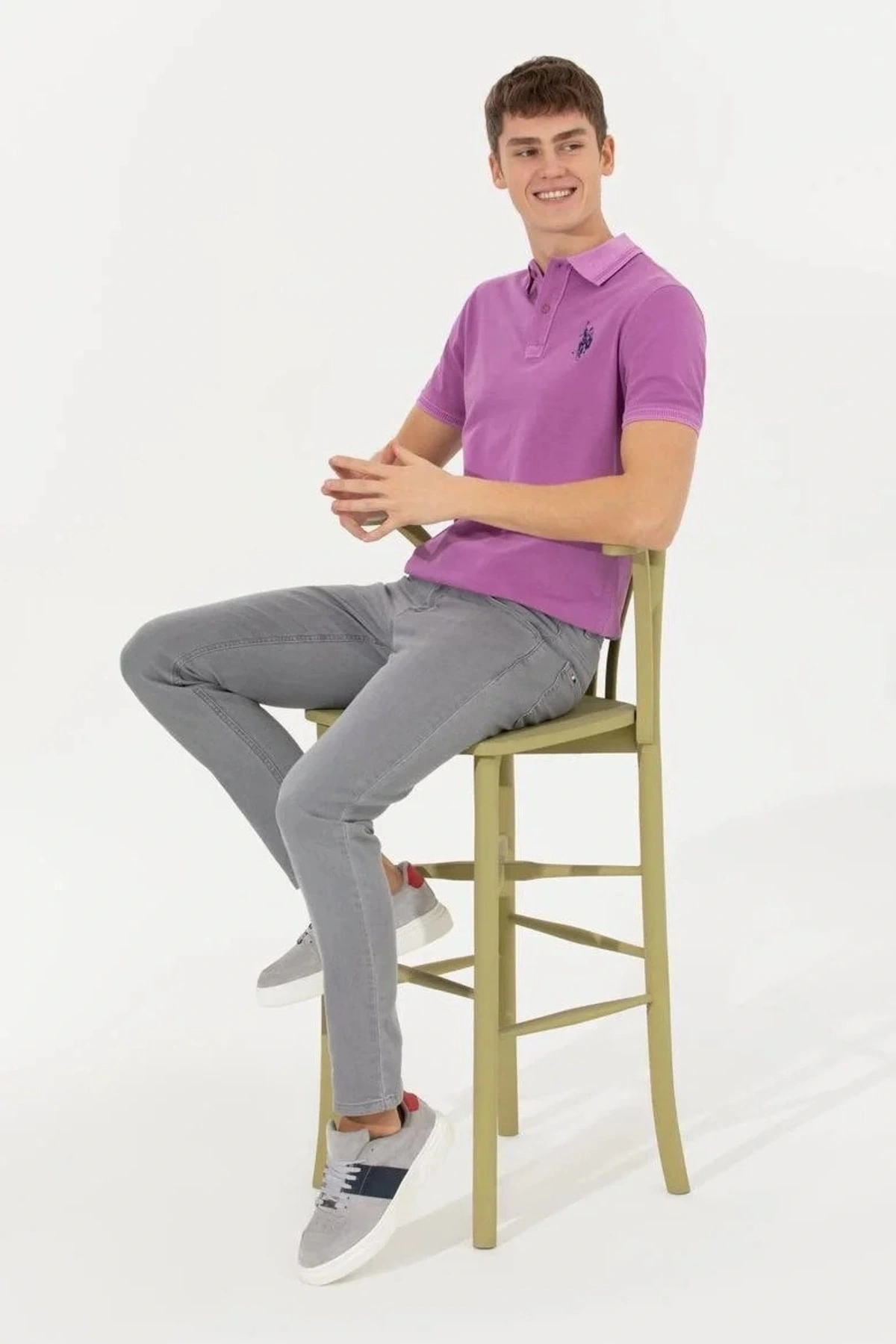 Erkek Mor Polo Yaka T-shirt