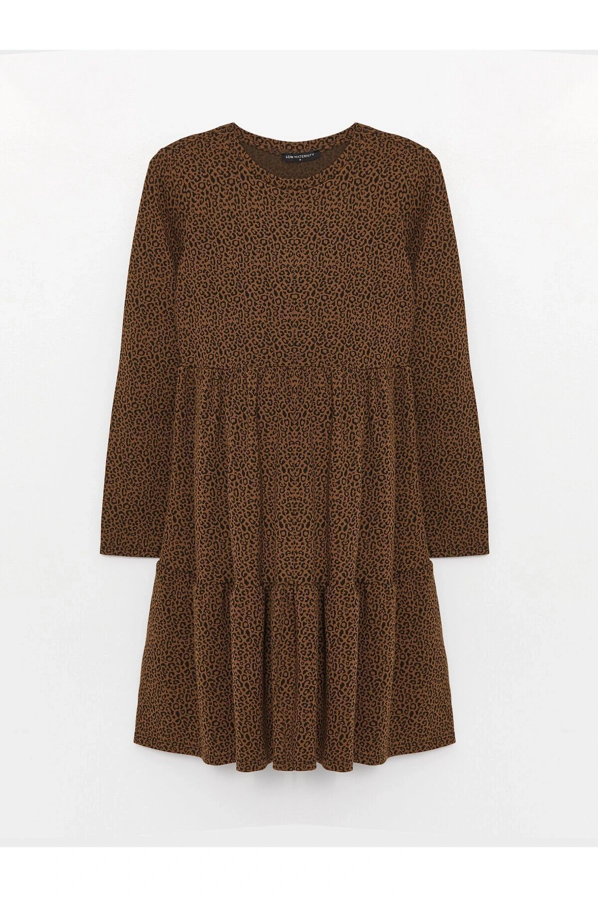 LCWAIKIKI Maternity Bisiklet Yaka Desenli Uzun Kollu Hamile Elbise