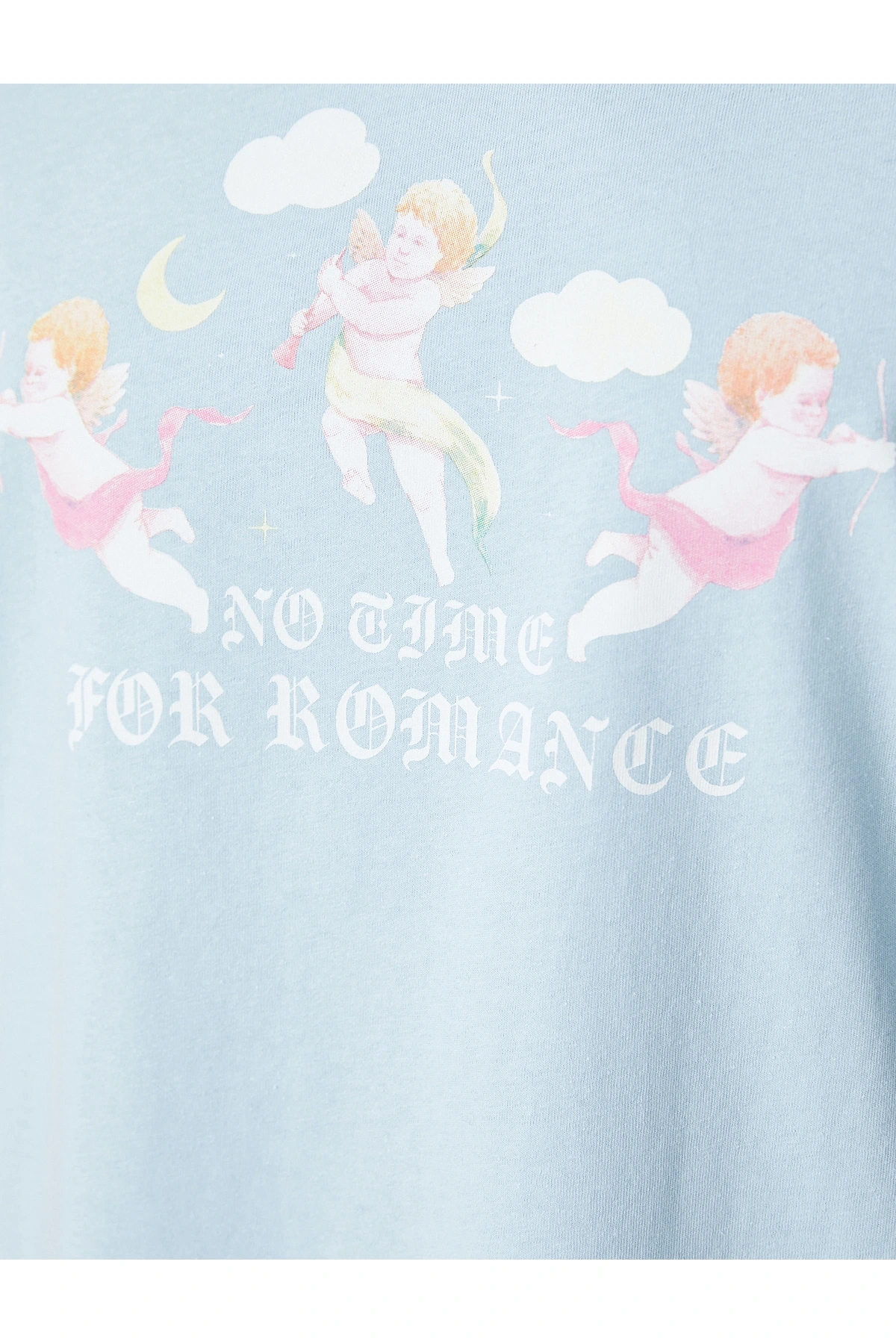 Oversize Tişört Slogan Baskılı Kısa Kollu Bisiklet Yaka