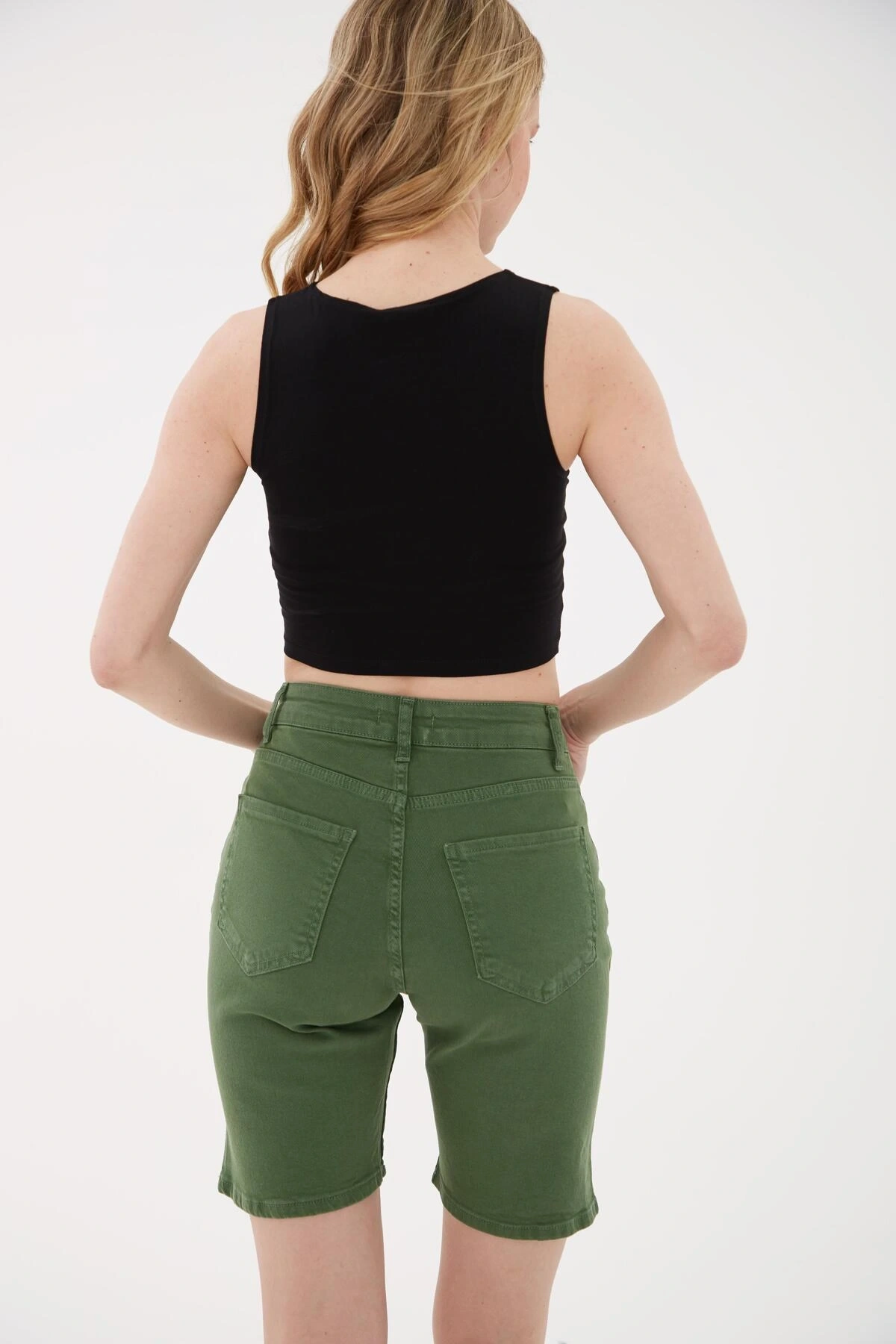 Kolsuz Crop Bluz Siyah