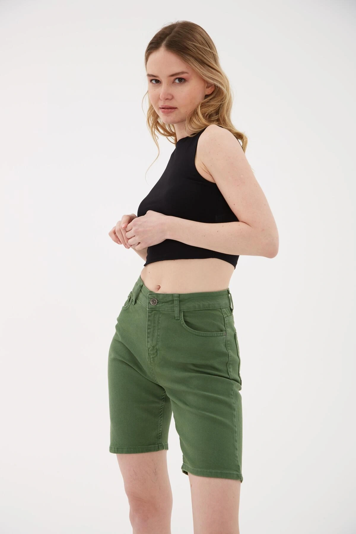 Kolsuz Crop Bluz Siyah