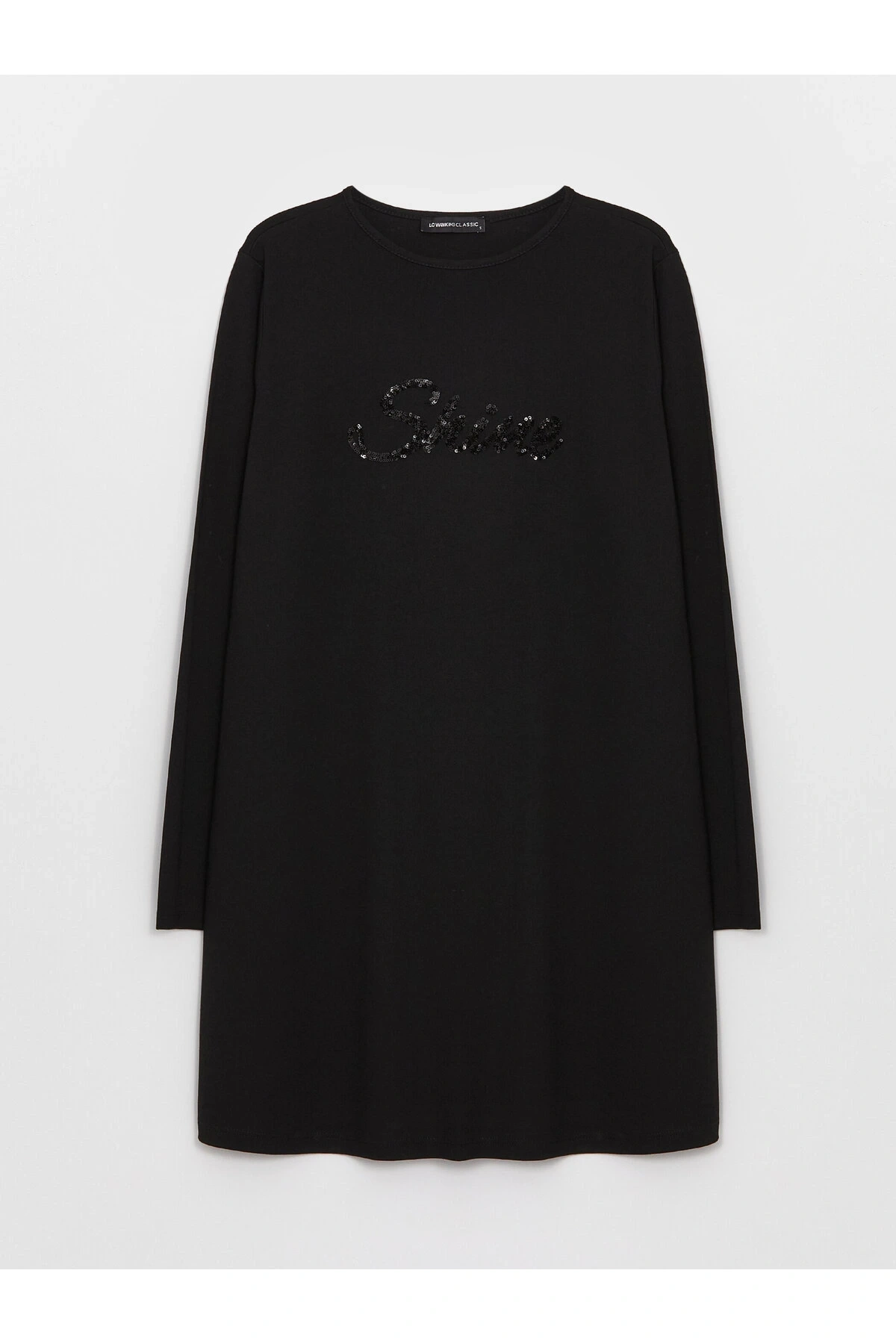 Bisiklet Yaka Payet İşlemeli Uzun Kollu Kadın Tunik