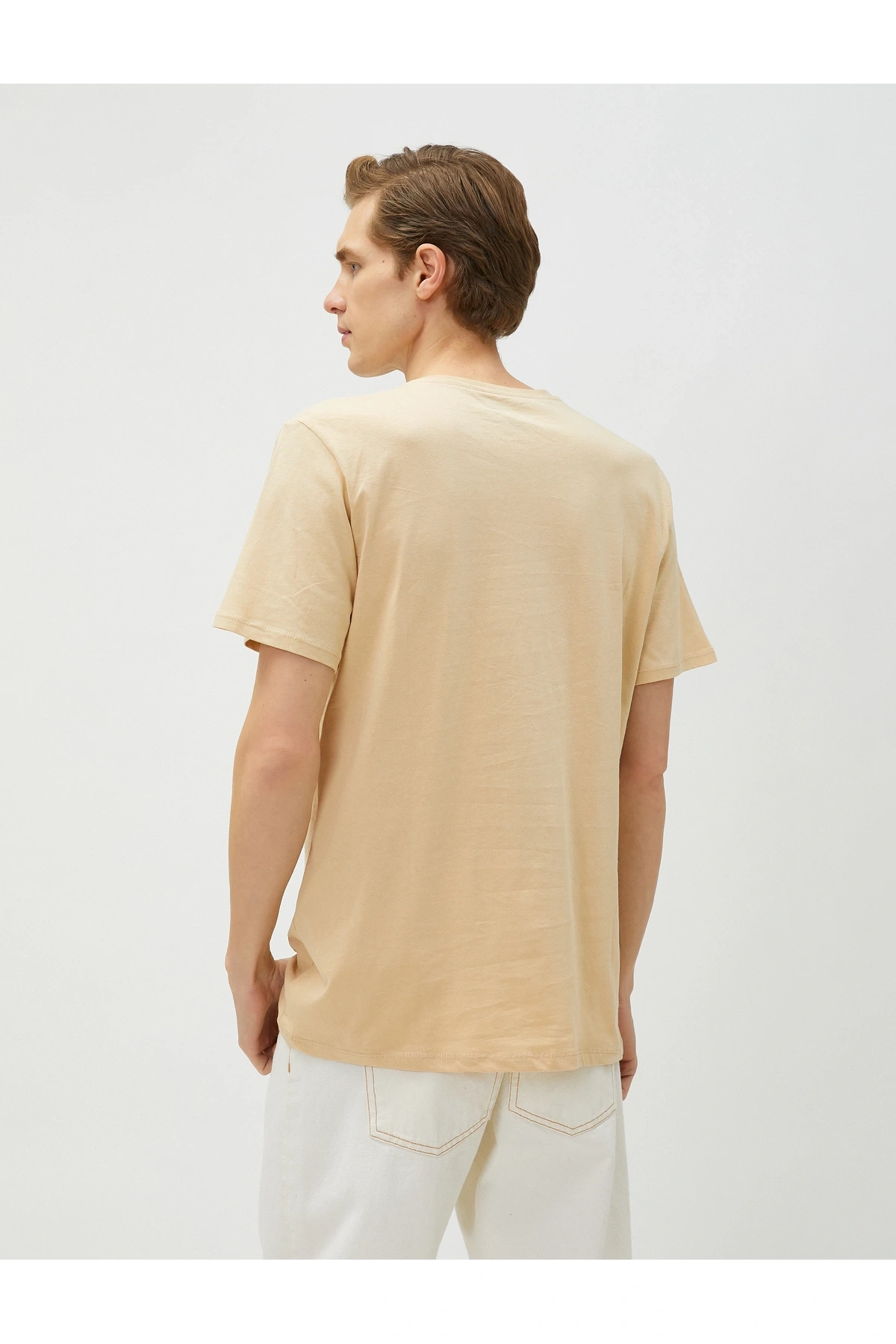 Kolej Tişört Baskılı Kısa Kollu Dar Kesim Bisiklet Yaka