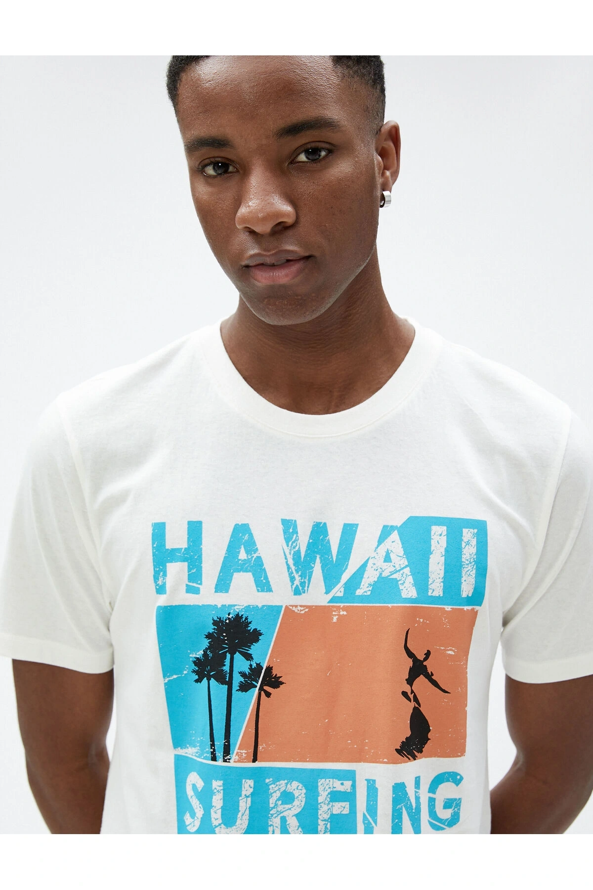 Slogan Baskılı Tişört Bisiklet Yaka Dar Kesim Pamuklu