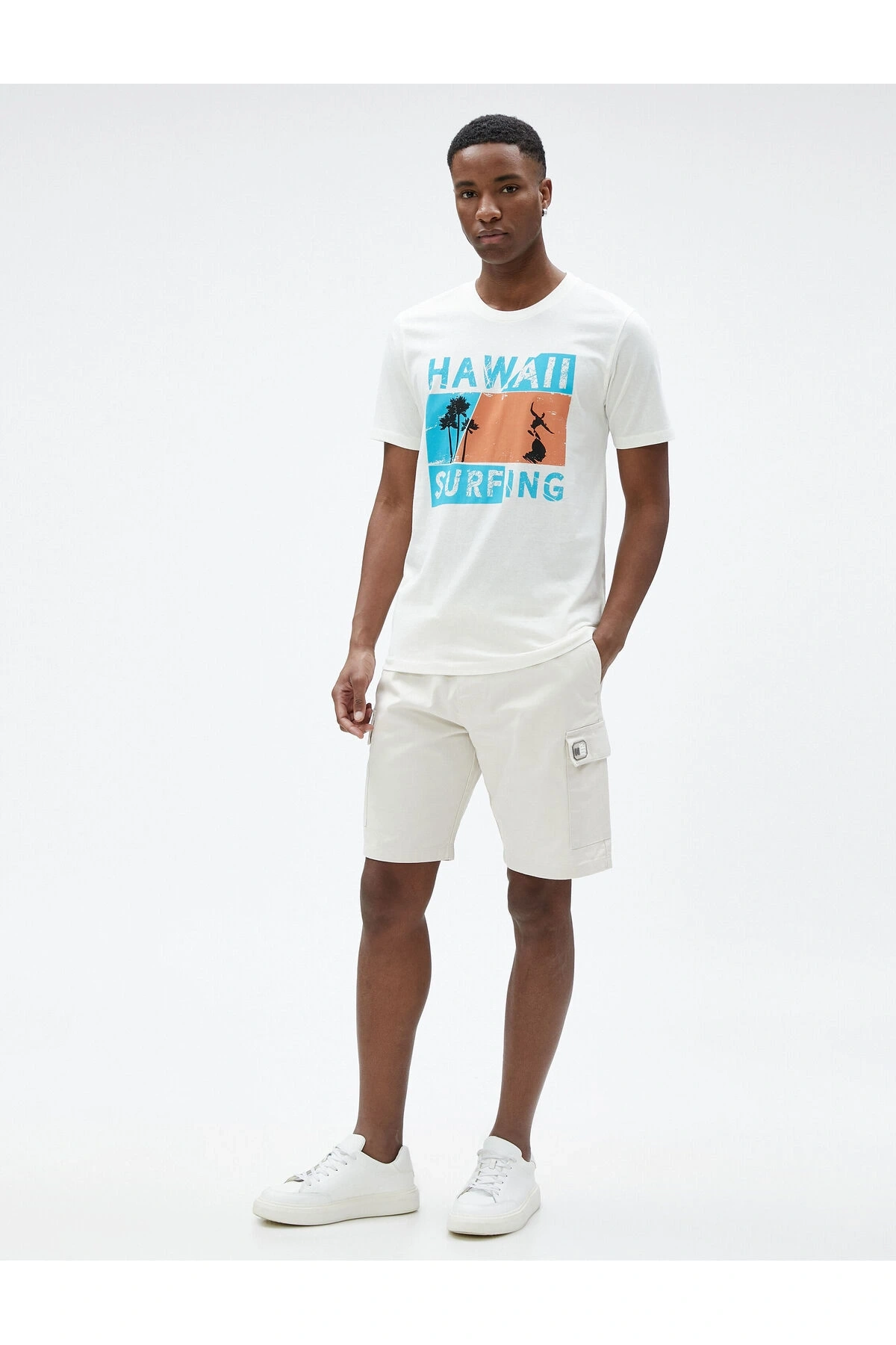 Slogan Baskılı Tişört Bisiklet Yaka Dar Kesim Pamuklu