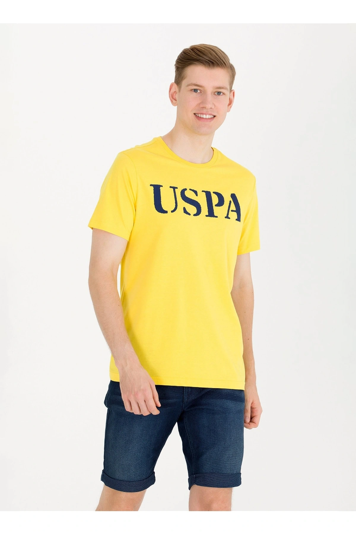 Bisiklet Yaka Koyu Sarı Erkek T-shirt Geartıy023