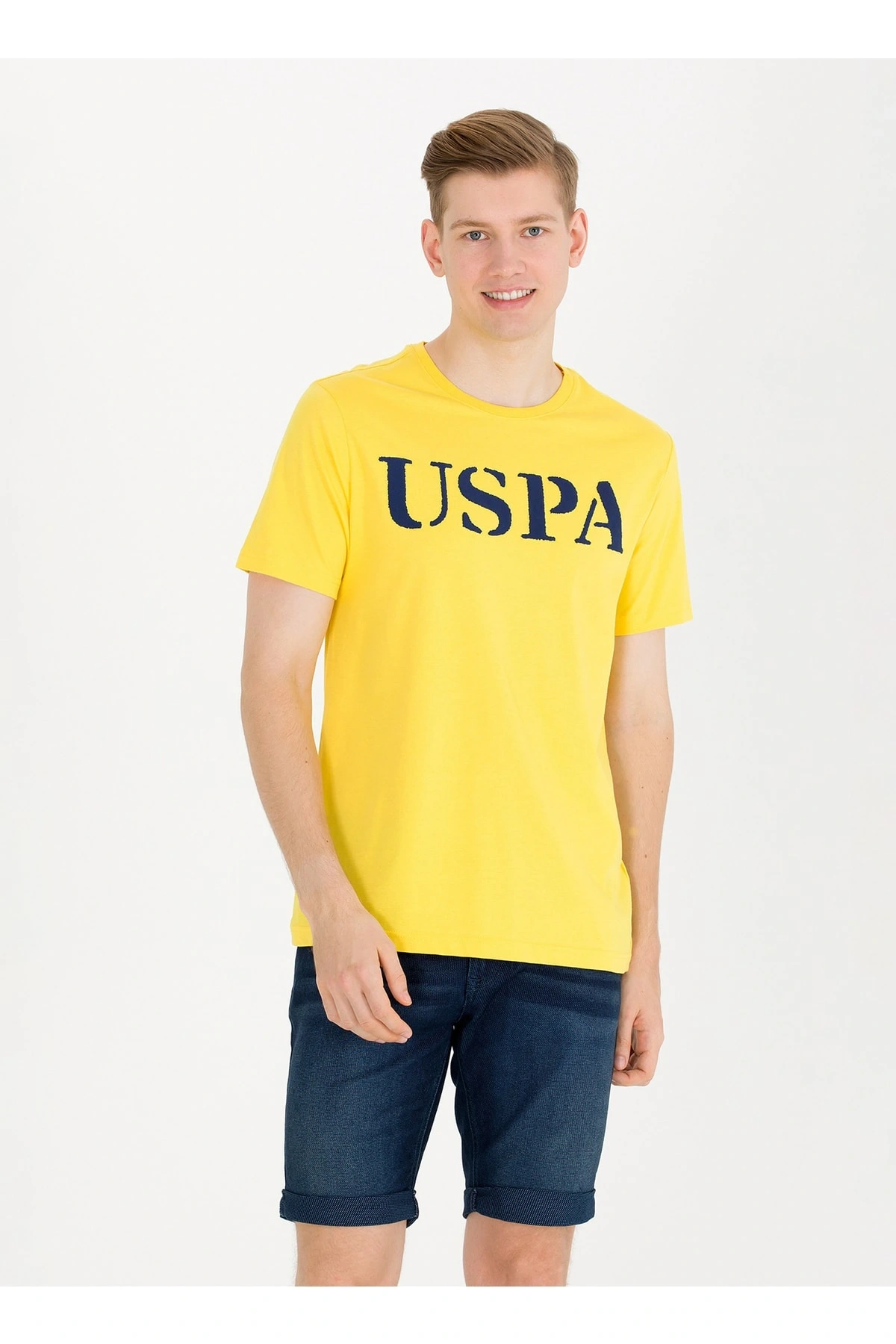 Bisiklet Yaka Koyu Sarı Erkek T-shirt Geartıy023